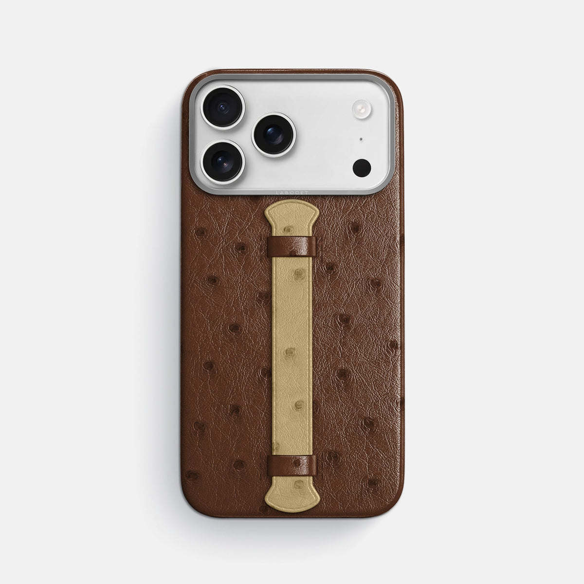 Center Handle Coloré For iPhone 18 Pro Max In Ostrich -1 | Chocolate-Steel