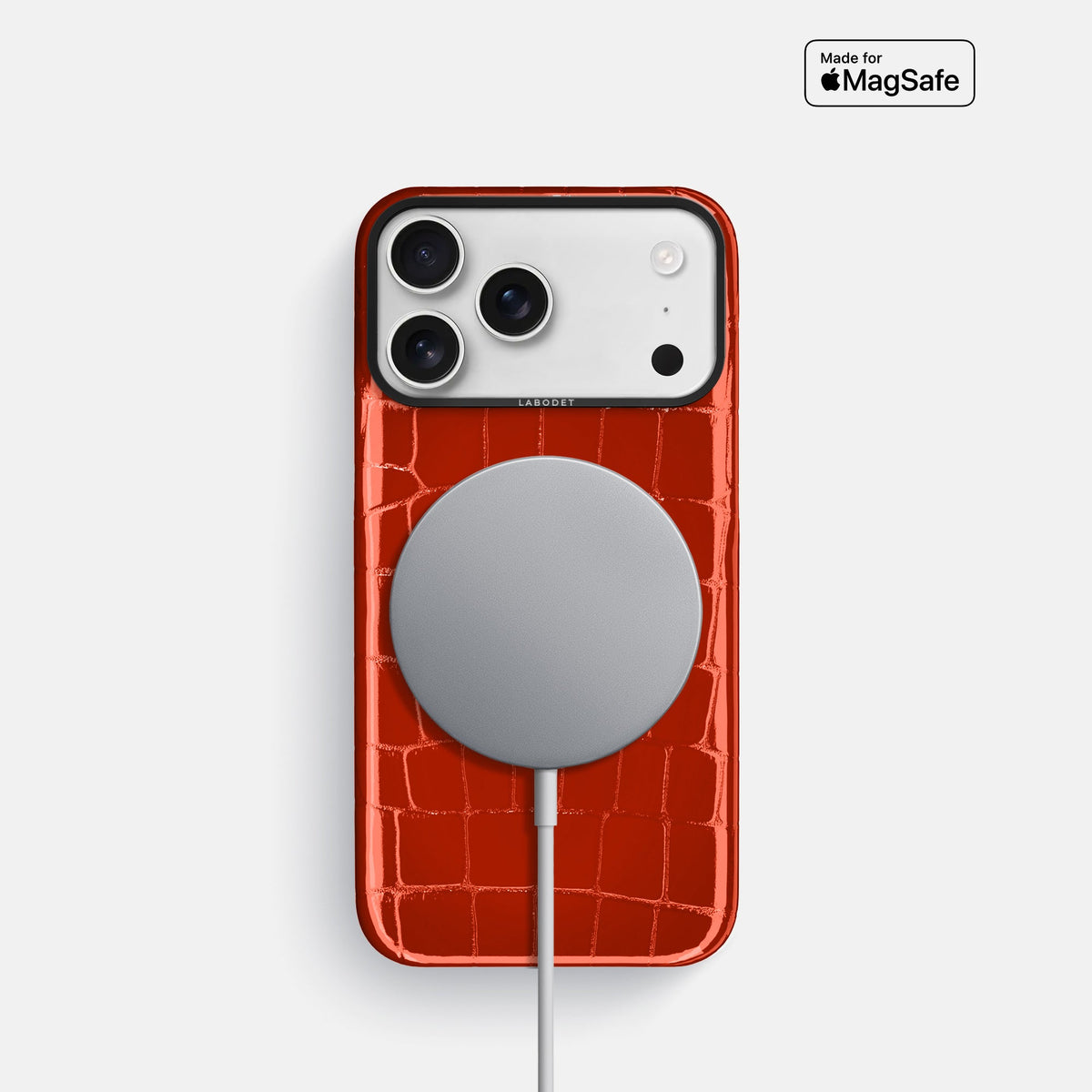 Classic Case For iPhone 18 Pro In Shiny Alligator -5 | Orange-Black