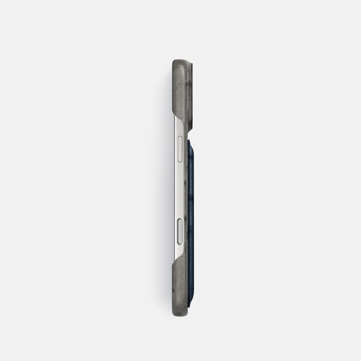 Double Card Case Coloré For iPhone 18 Pro In Ostrich -3 | Grey-Black