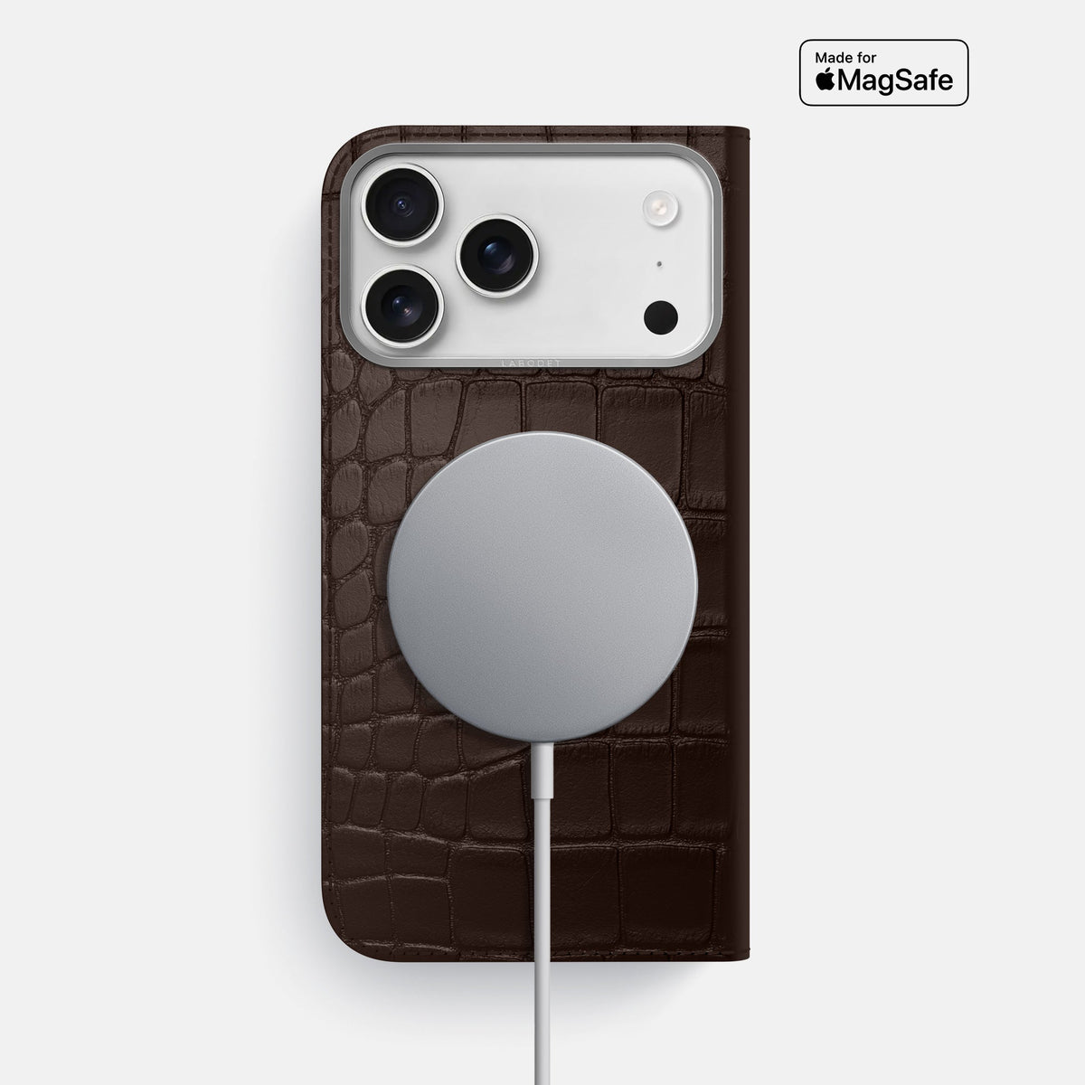Folio Case For iPhone 18 Pro Max In Alligator -3 | Dark-Brown-Steel