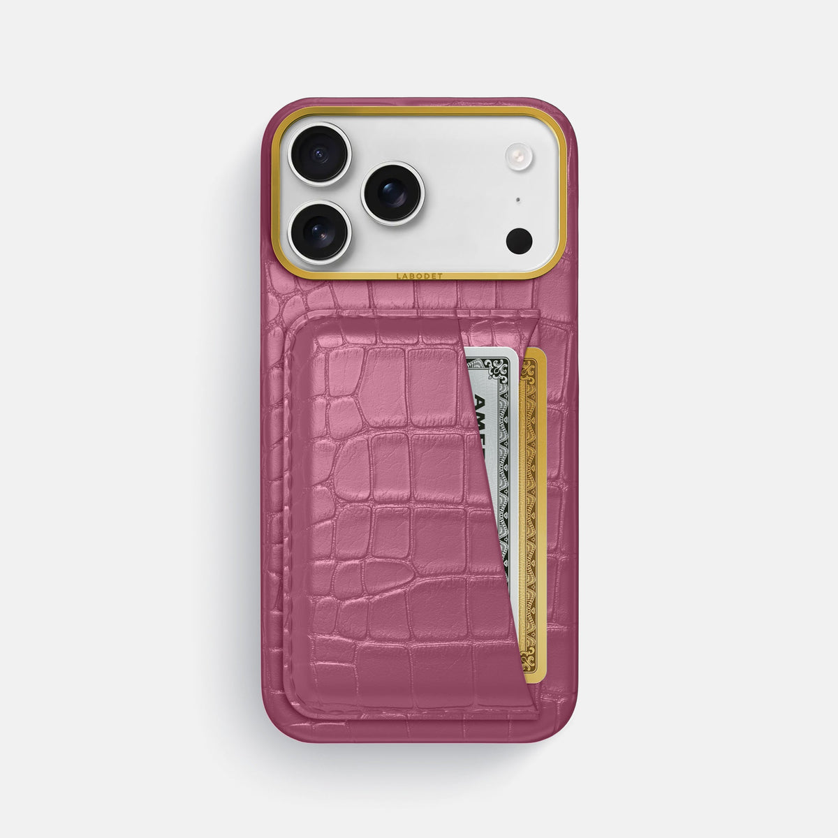 Double Card Case For iPhone 18 Pro Max In Alligator -1 | Pink-Lagoon-Gold