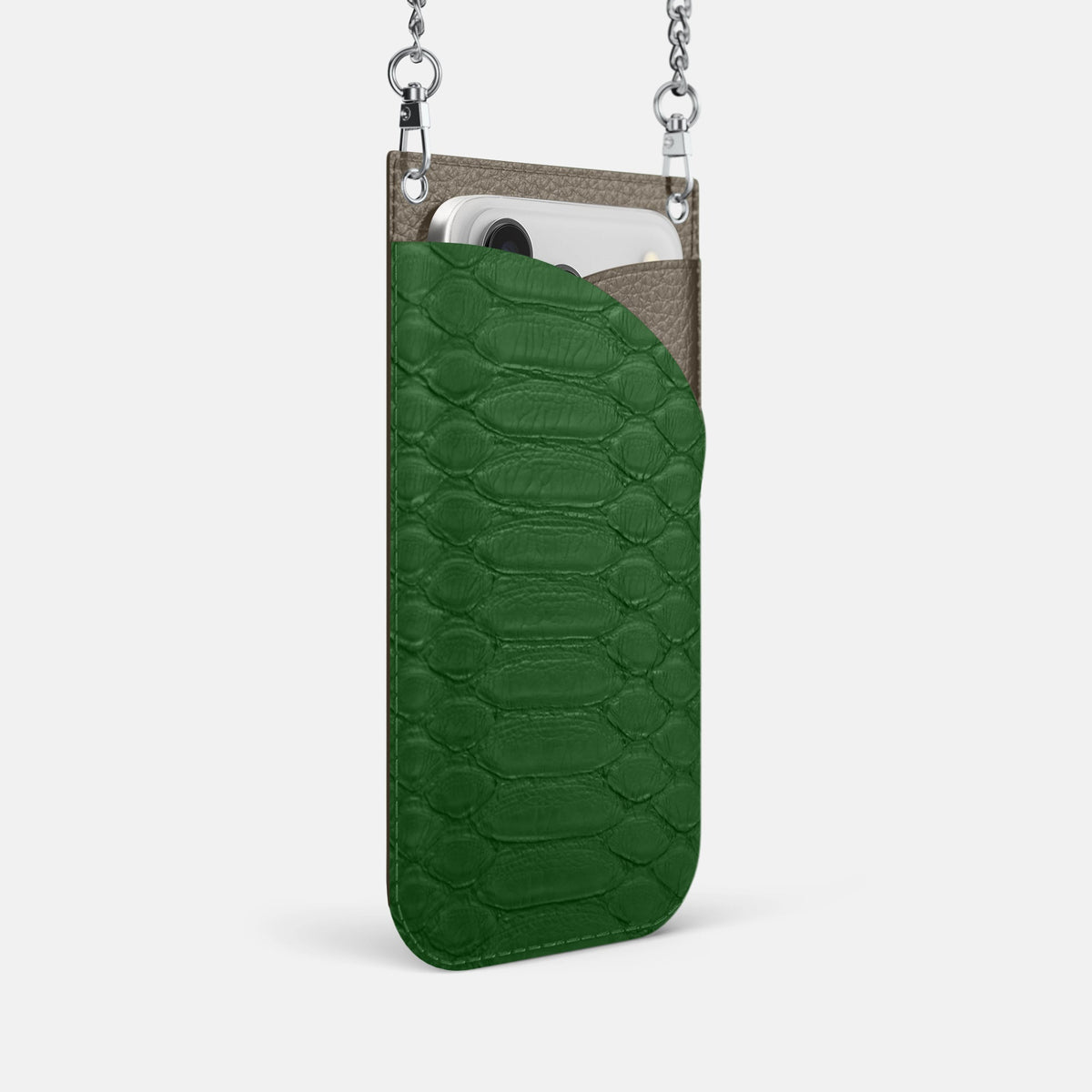 Crossbody Bag For iPhone 18 Pro In Python -2 | Green-Steel