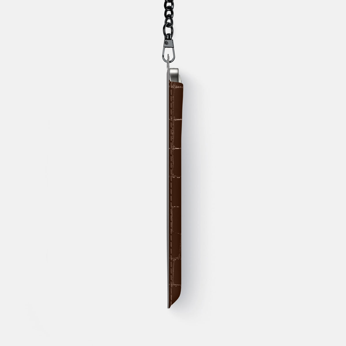 Crossbody Bag For iPhone 18 Pro Max In Shiny Alligator -4 | Brown-Black