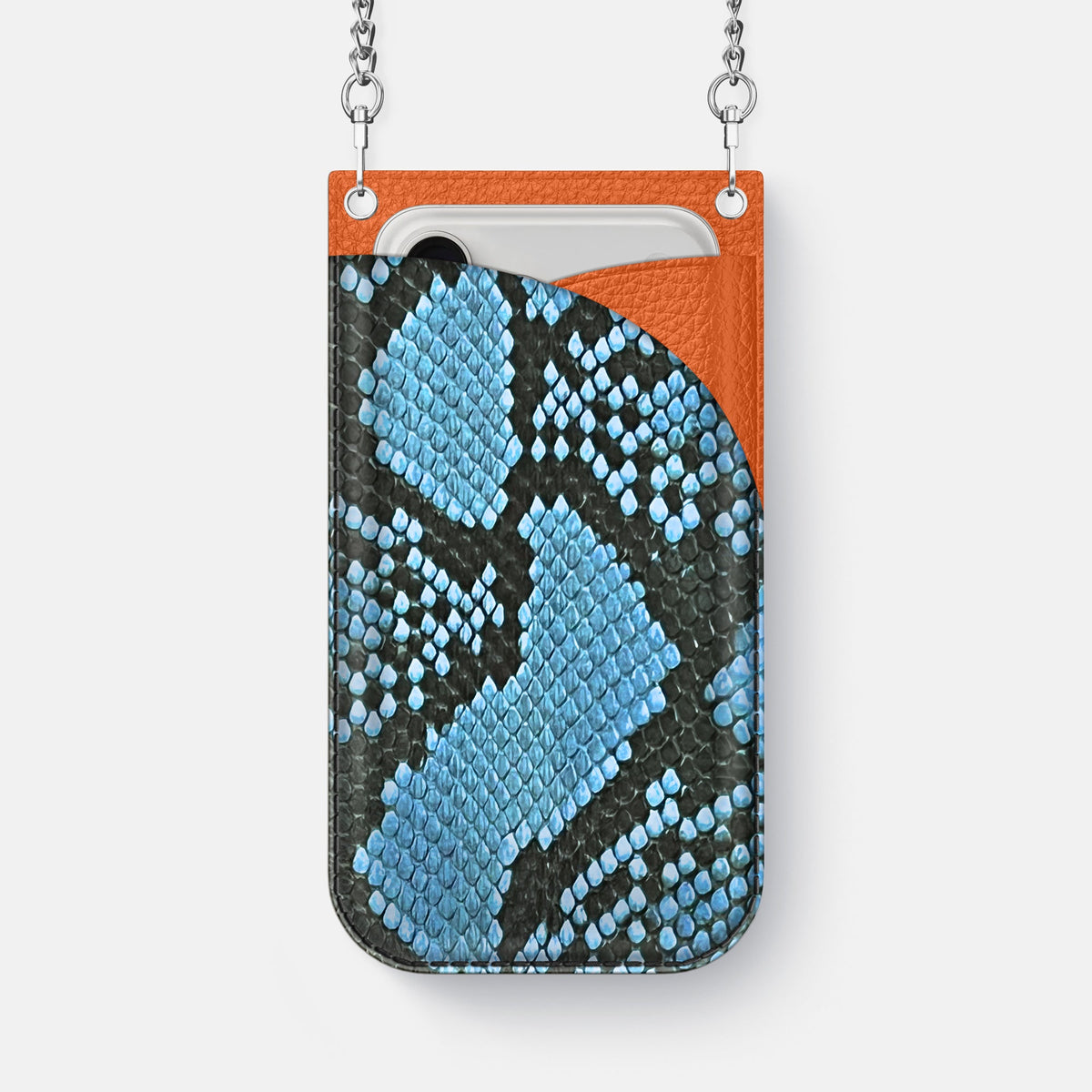 Crossbody Bag For iPhone 18 Pro Max In Deluxe Python -1 | Pacific-Blue-Steel