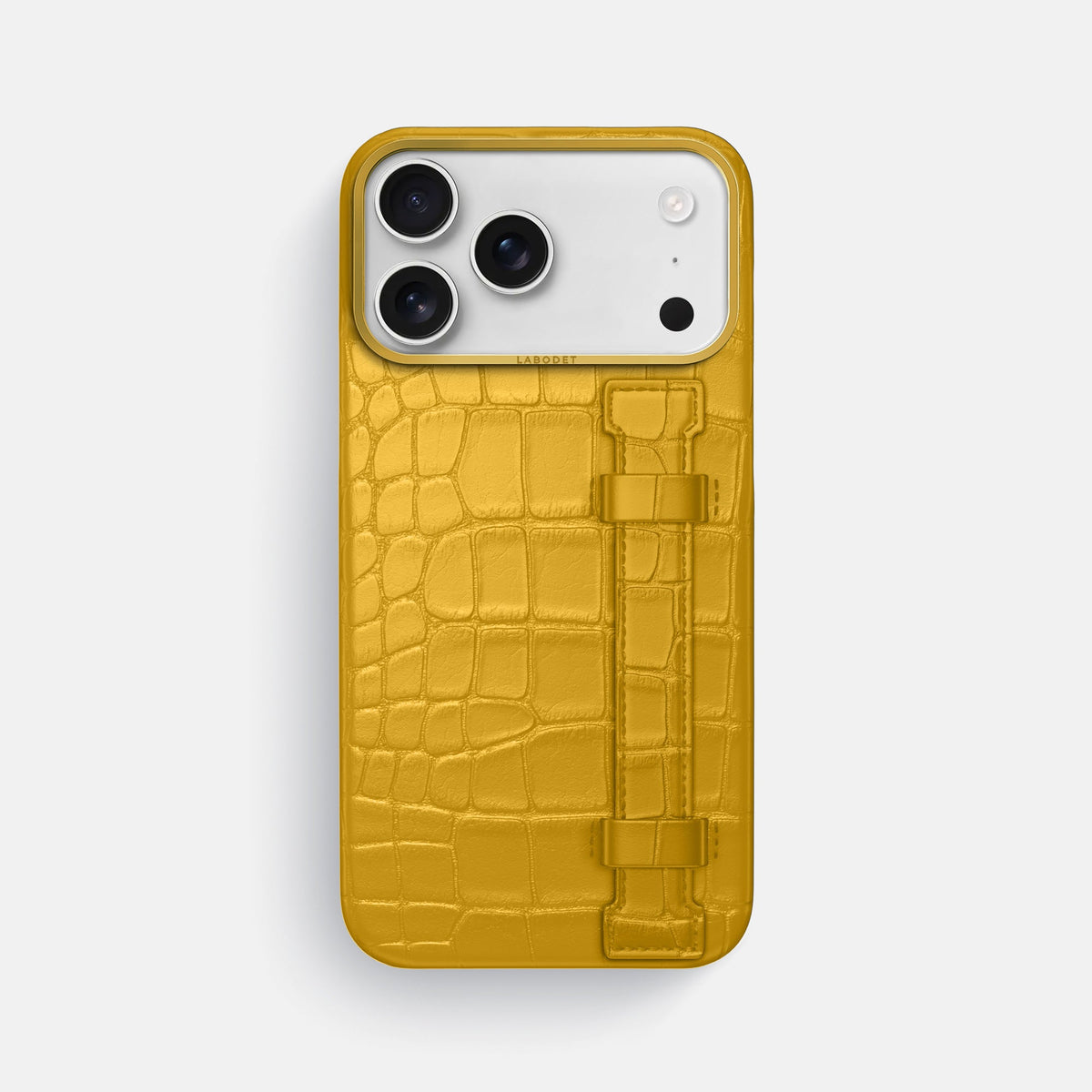 Handle Case For iPhone 18 Pro Max In Alligator -1 | Yellow-Gold
