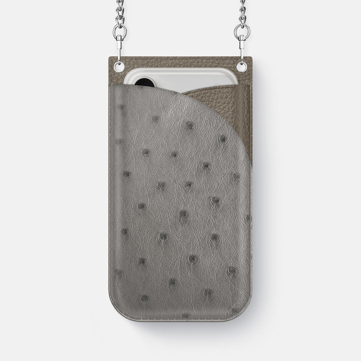 Crossbody Bag For iPhone 18 Pro Max In Ostrich -1 | Grey-Steel
