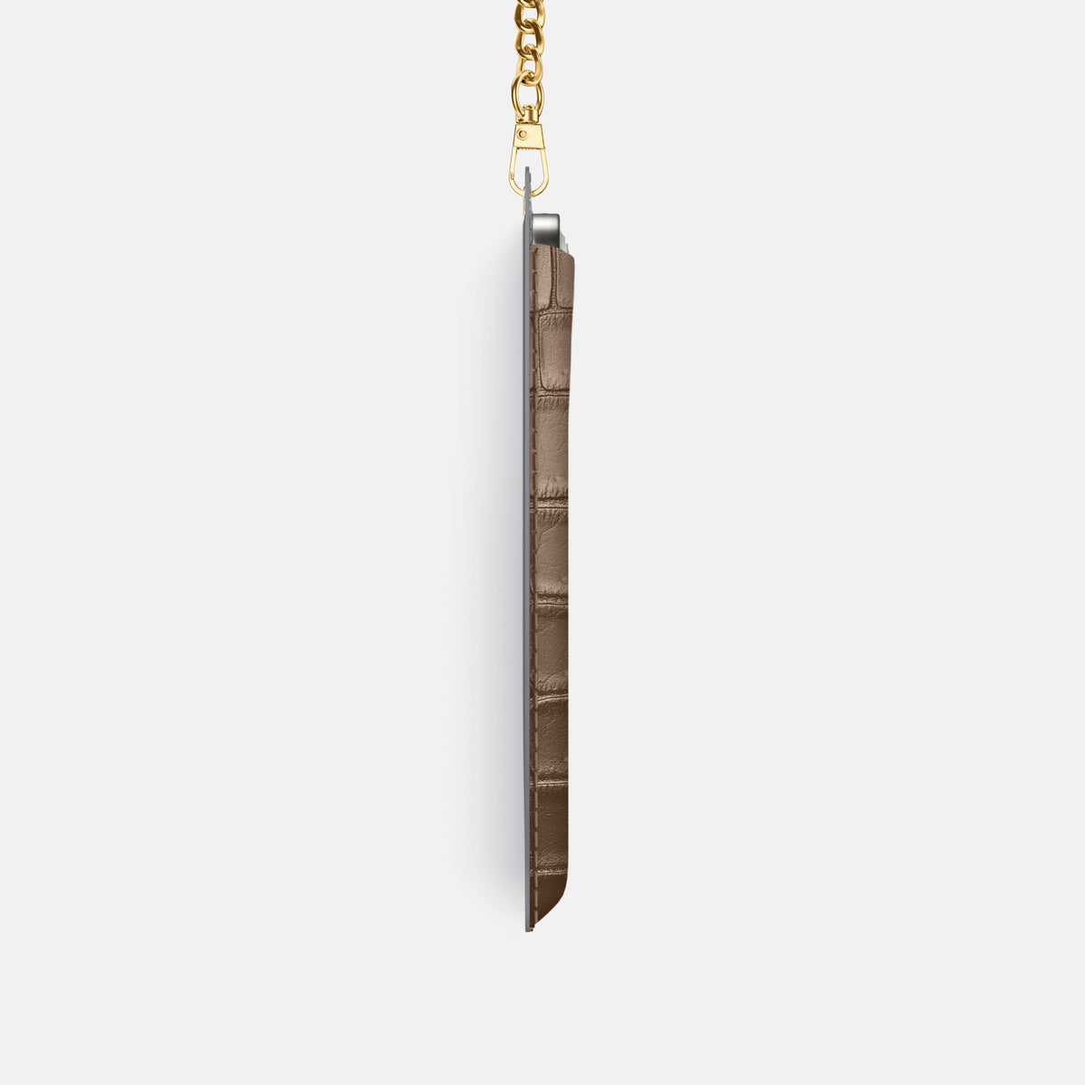 Crossbody Bag For iPhone 17 Pro In Porosus Crocodile -4 | Fur-Brown-Gold