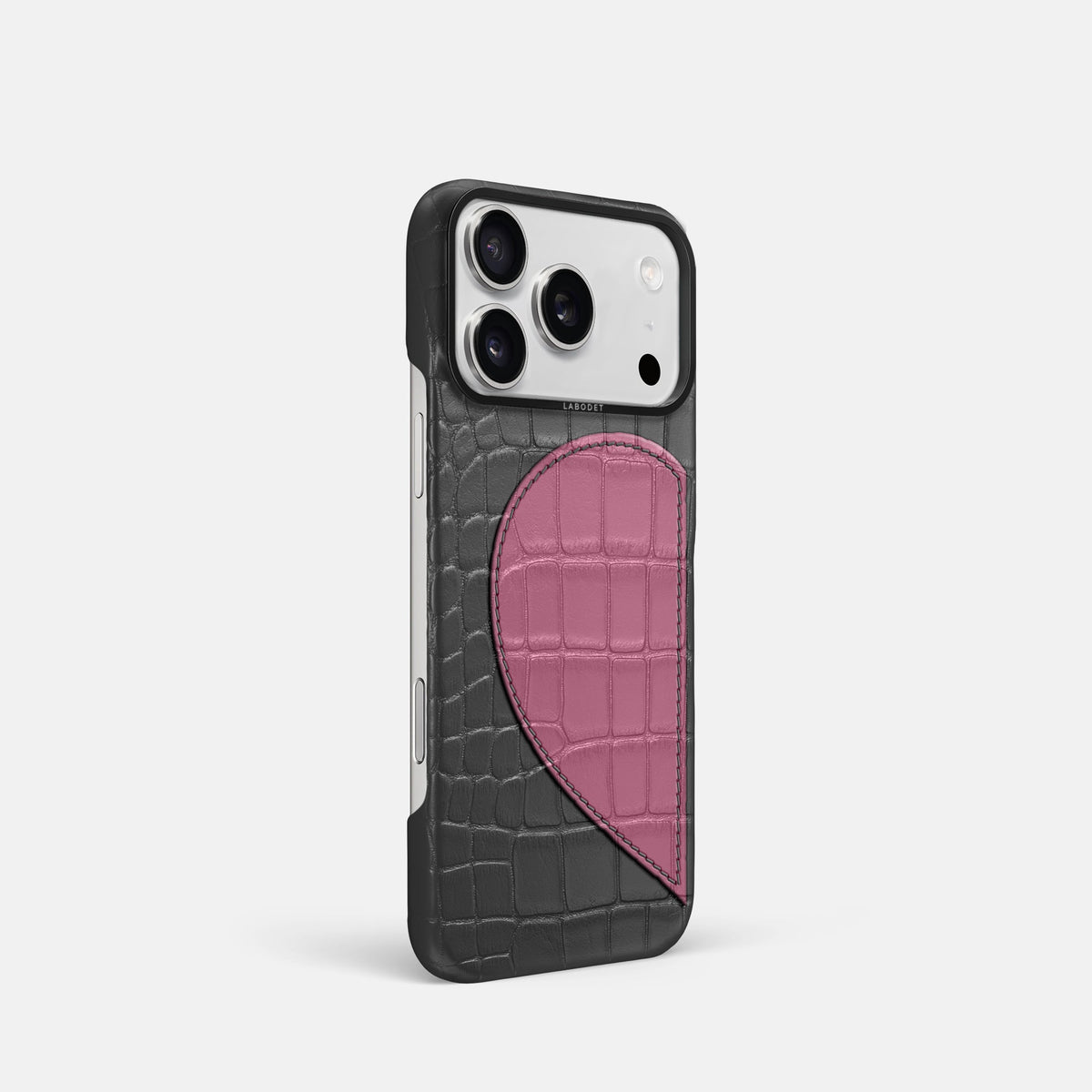 Classic Case With Half Heart - Left For iPhone 18 Pro In Alligator -2 | Grey-Black