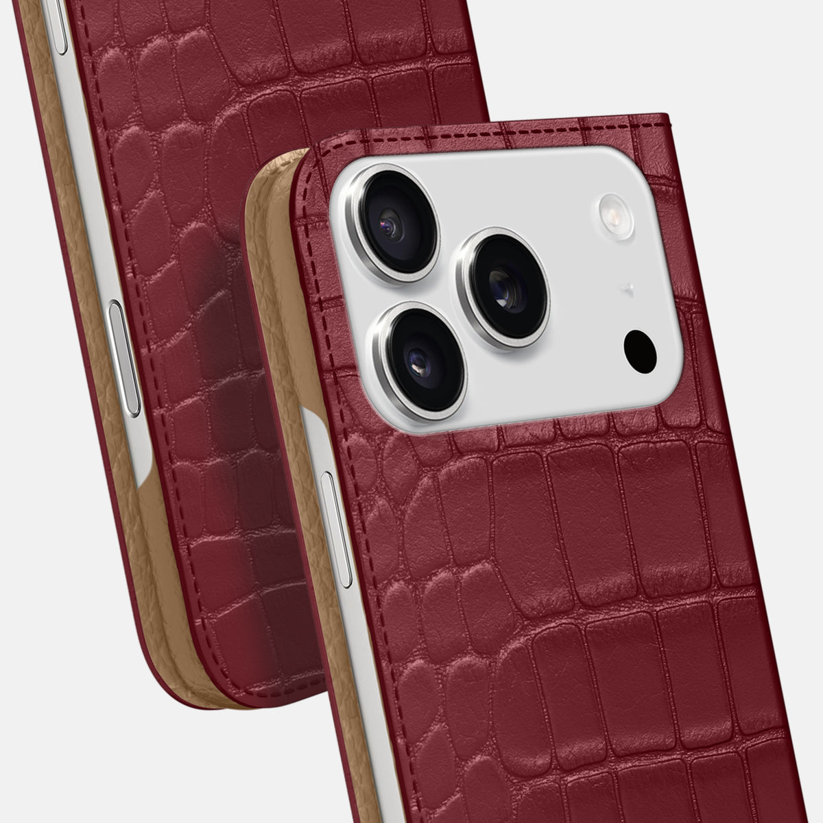 Folio Slim Case For iPhone 17 Pro Max In Alligator -5 | Burgundy