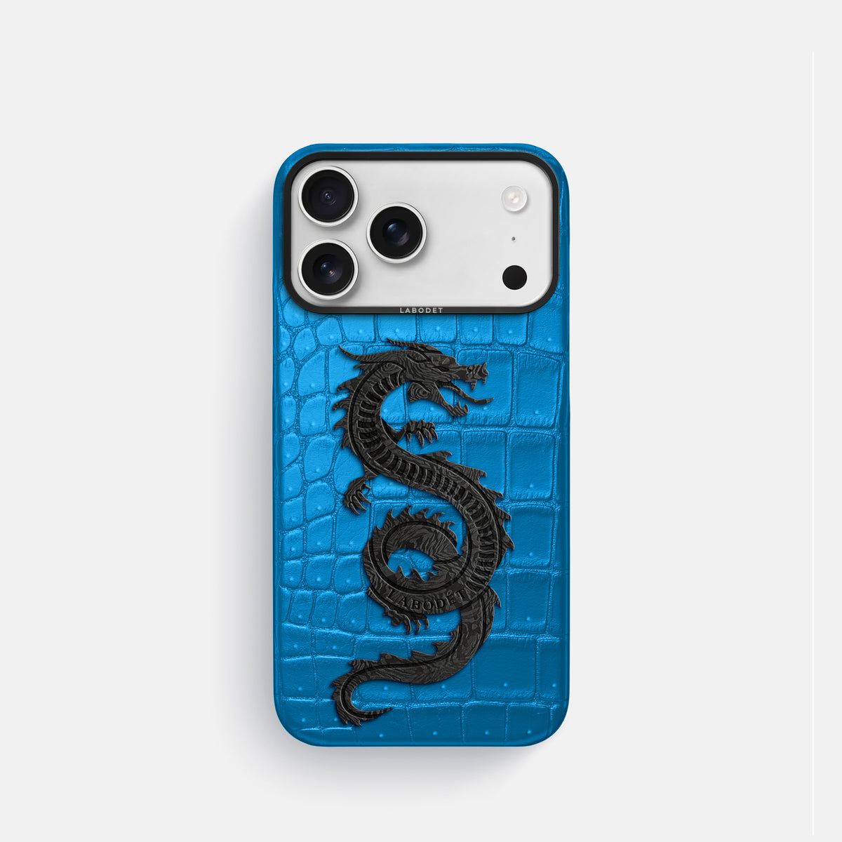 Classic Case With Carbon Dragon For iPhone 17 Pro In Porosus Crocodile -1 | Blue-Lagoon-Black