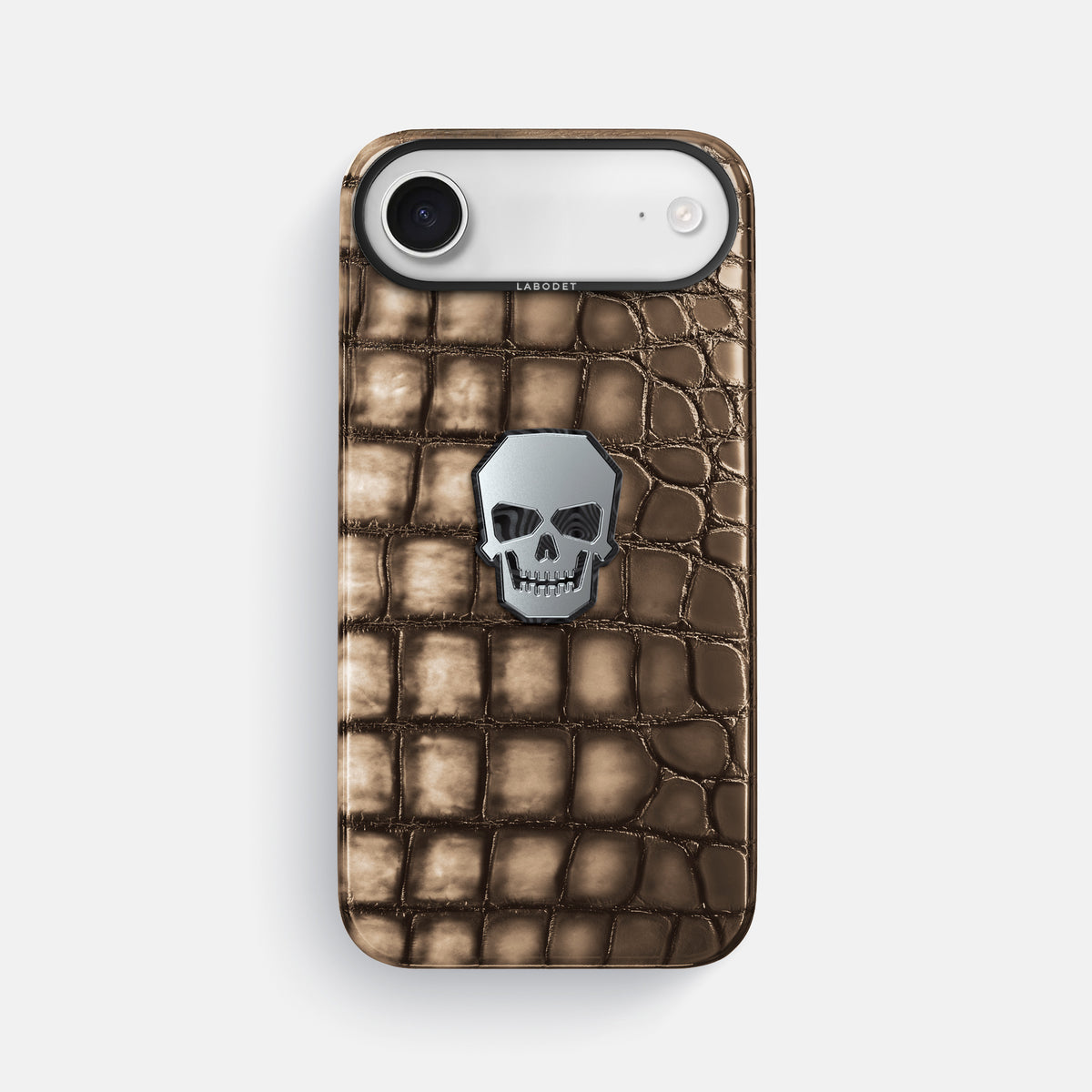 Classic Case With Titanium Skull For iPhone 17 Air In Patina Alligator -1 | Etoupe-Black