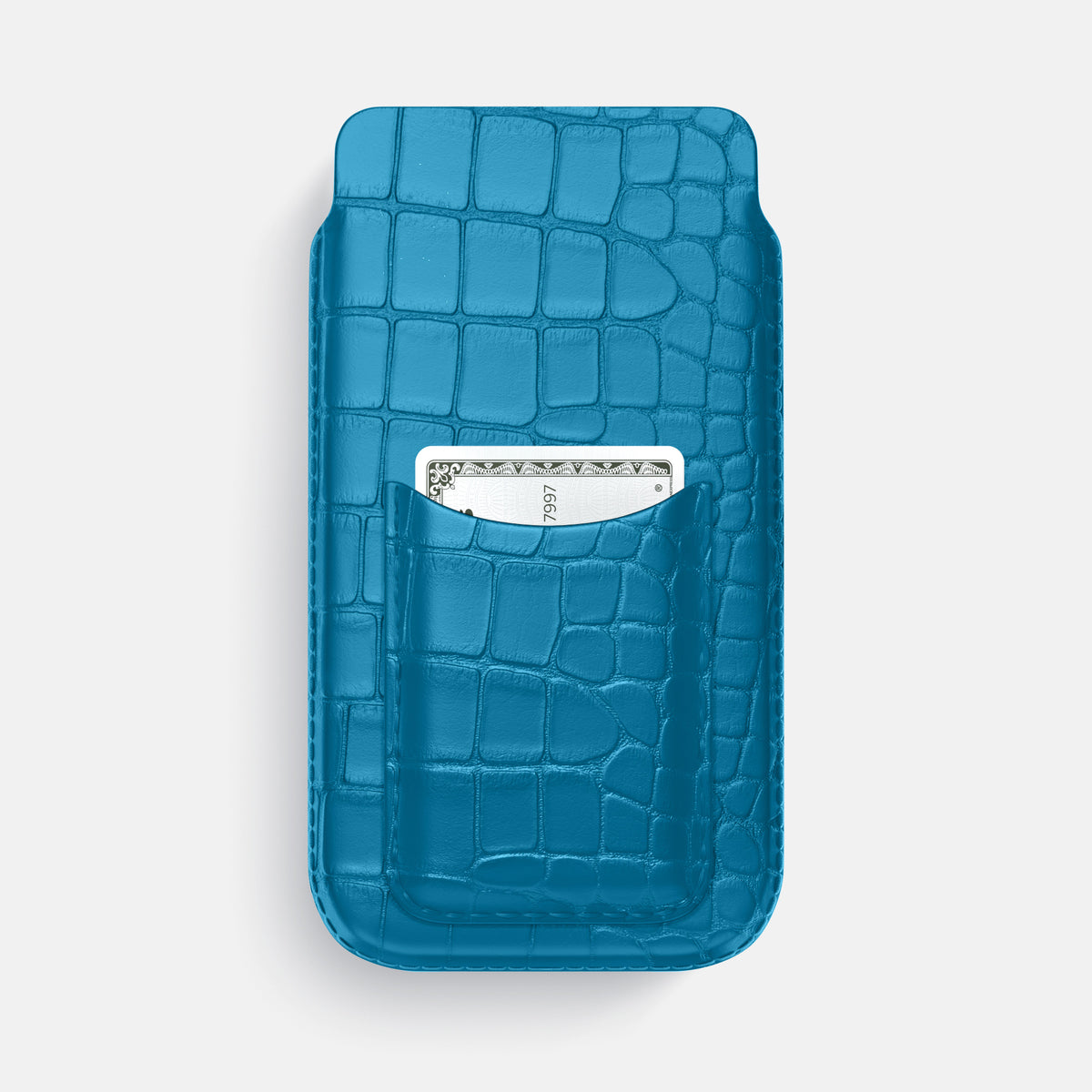 Pouch Card Case For iPhone 17 Air In Alligator -1 | Curaçao-Blue