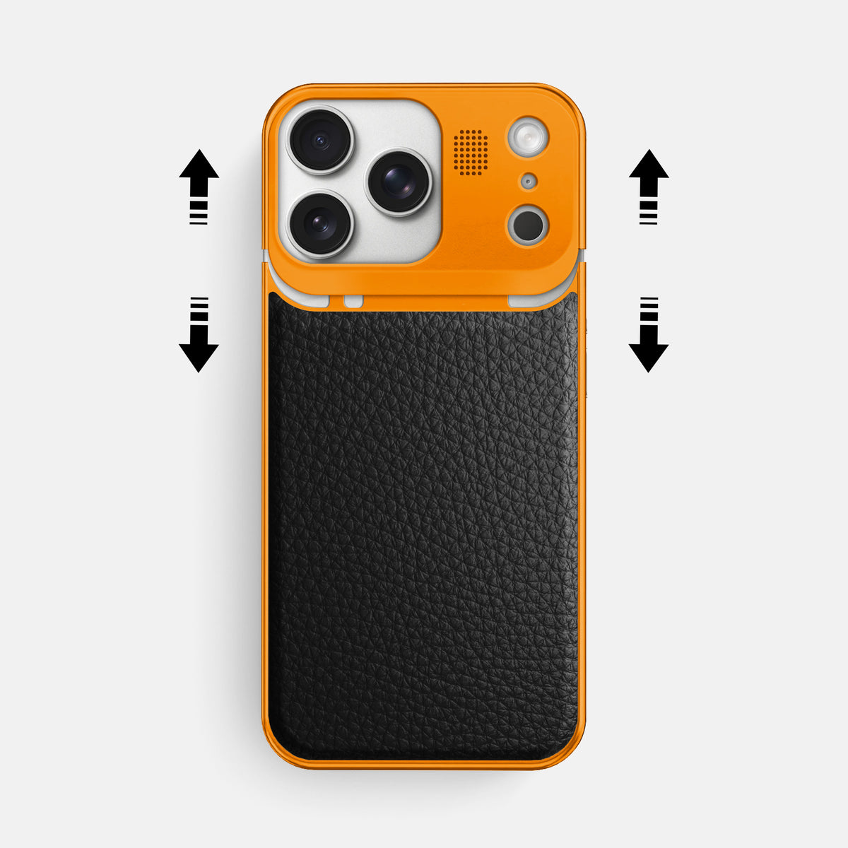 Metal Case For iPhone 17 Pro Max In Calf -2 | Black-Orange