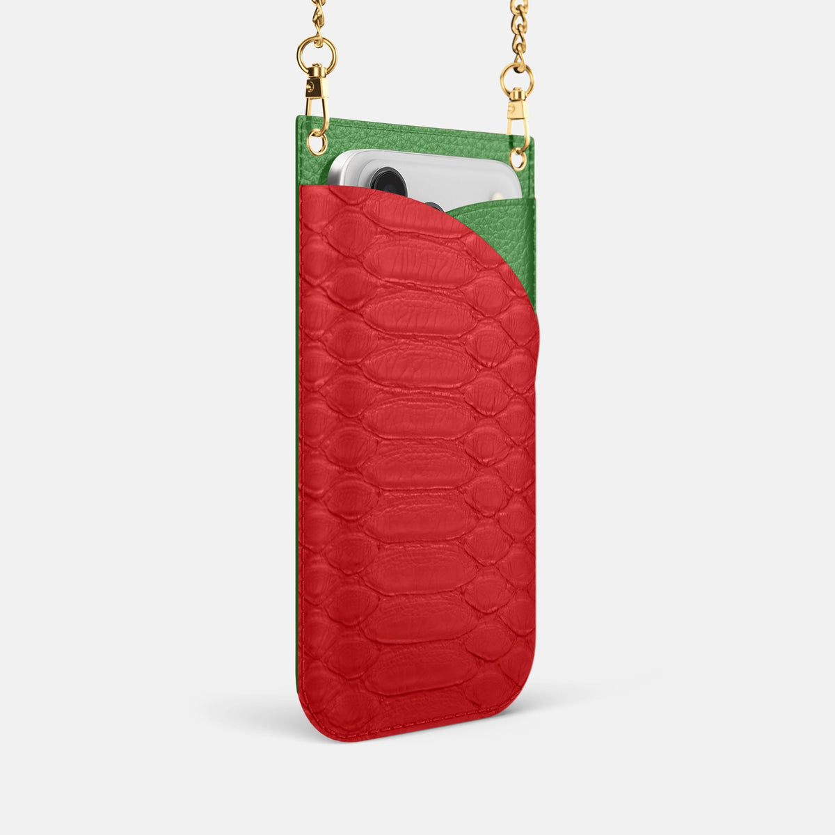 Crossbody Bag For iPhone 18 Pro In Python -2 | Red-Gold