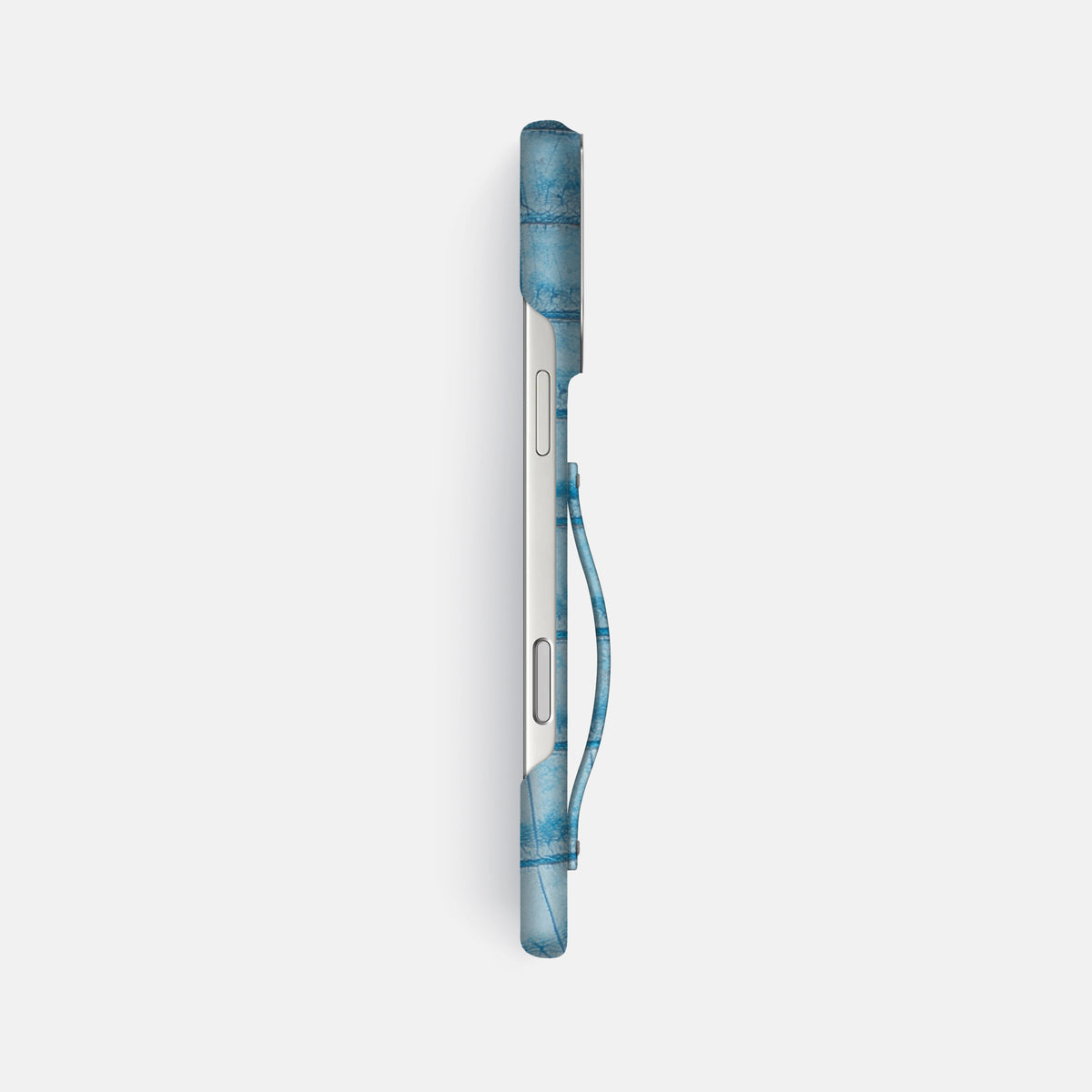 Finger Case For iPhone 17 Pro Max In Himalayan Crocodile -3 | Ice-Blue-Steel