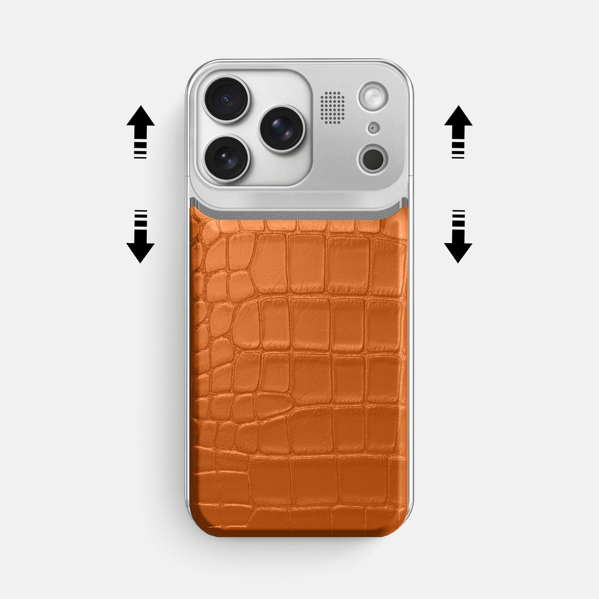 Metal Case For iPhone 18 Pro Max In Alligator -2 | Orange-Steel