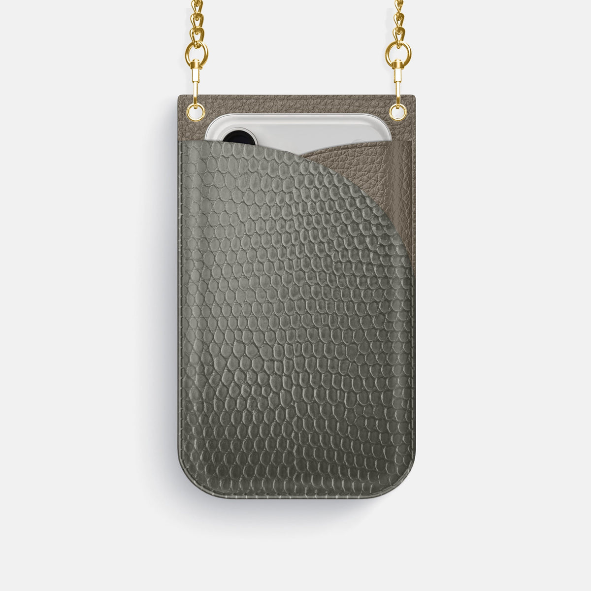 Crossbody Bag For iPhone 18 Pro In Lizard -1 | Grey-Gold