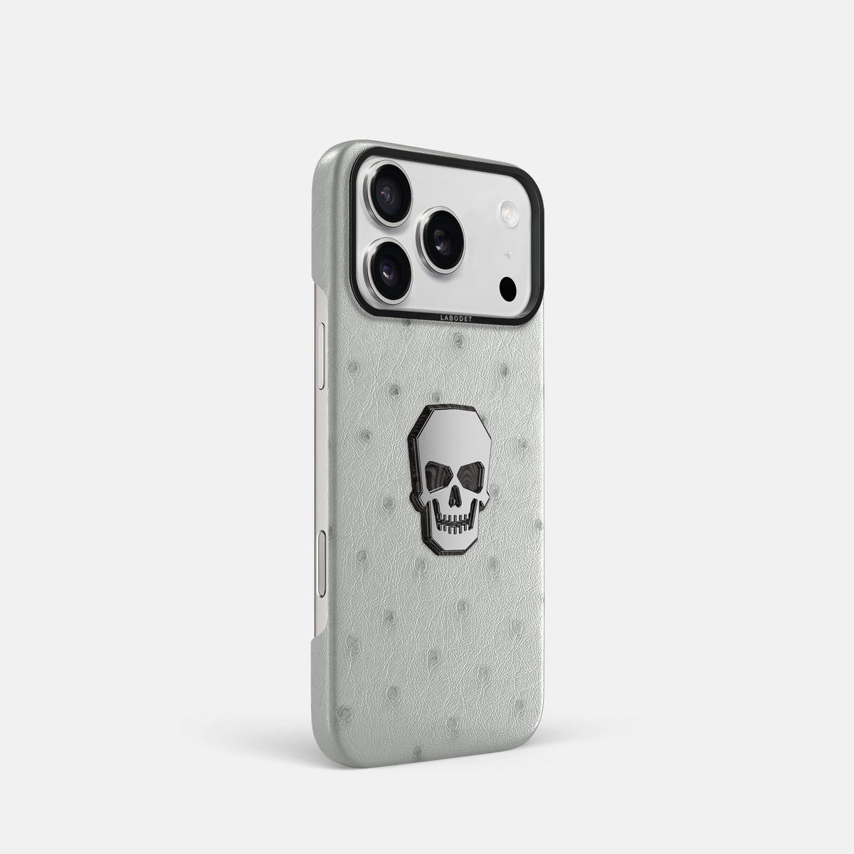 Classic Case With Titanium Skull For iPhone 17 Pro In Ostrich -2 | White-Black