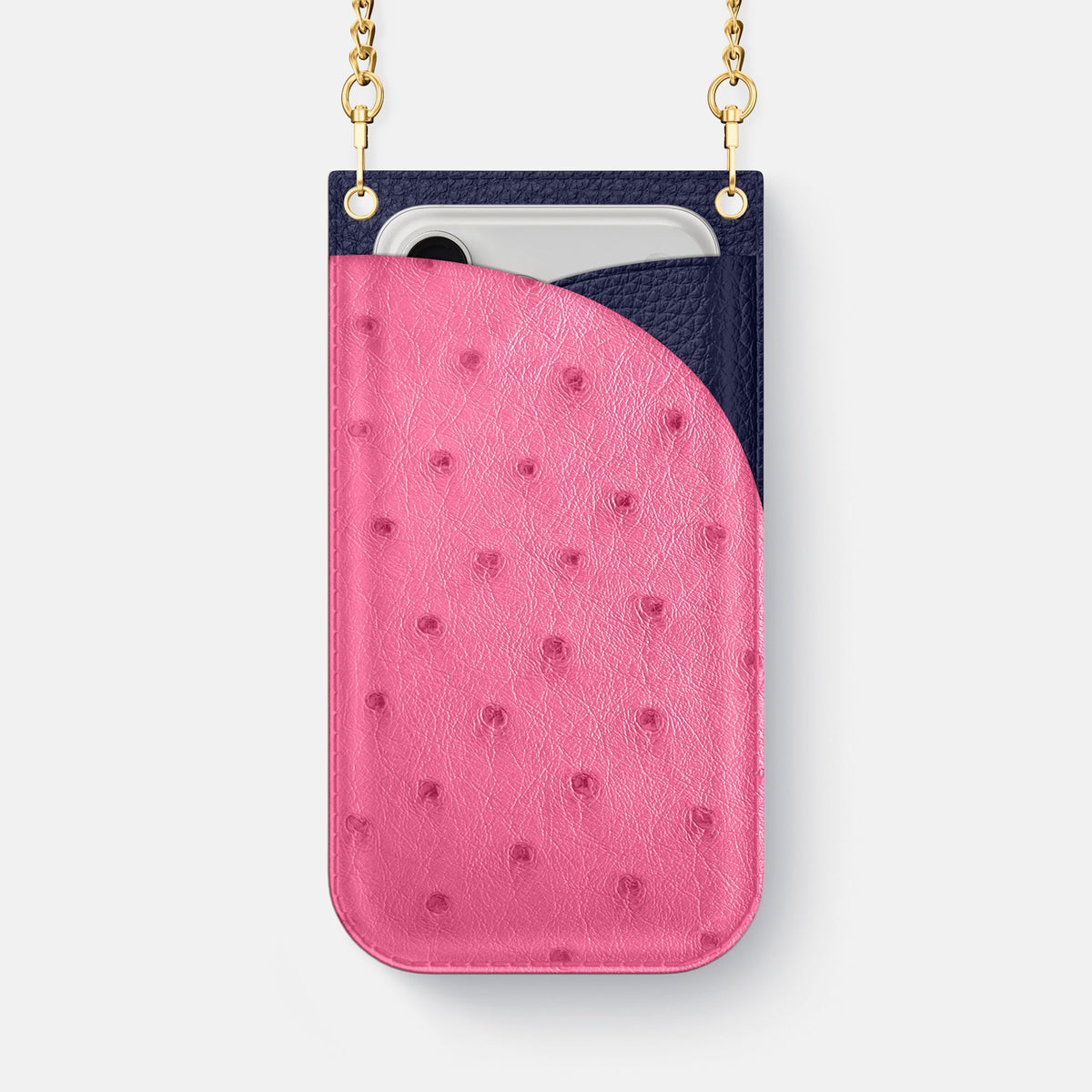 Crossbody Bag For iPhone 18 Pro Max In Ostrich -1 | Pink-Gold
