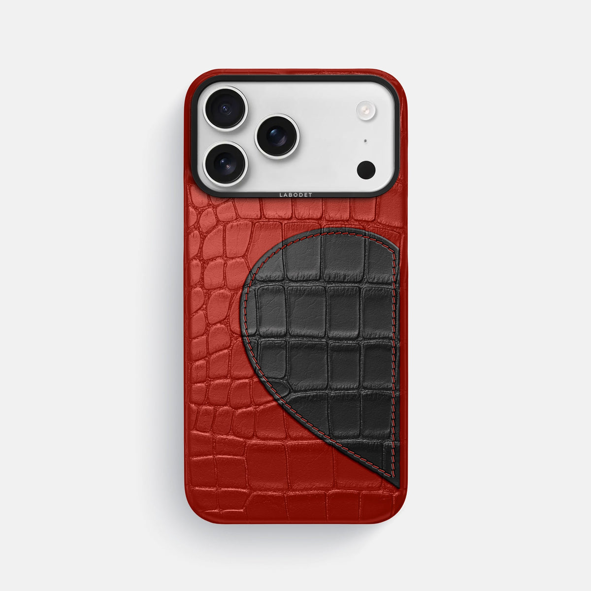 Classic Case With Half Heart - Left For iPhone 18 Pro Max In Alligator -1 | Red-Black
