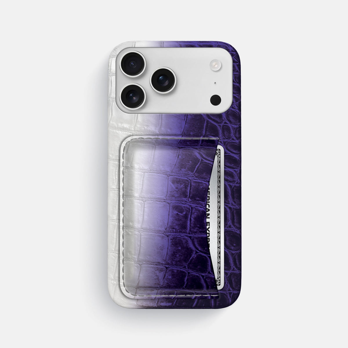Slim Card Case For iPhone 18 Pro Max In Himalayan Crocodile -1 | Purple
