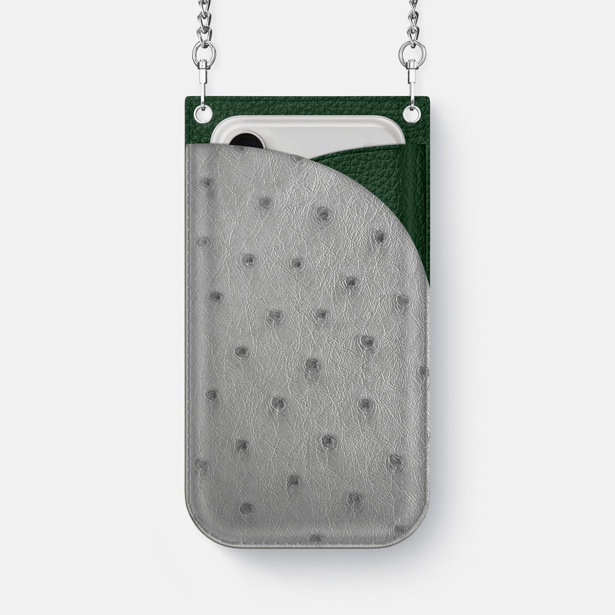 Crossbody Bag For iPhone 18 Pro Max In Ostrich -1 | Silver-Steel