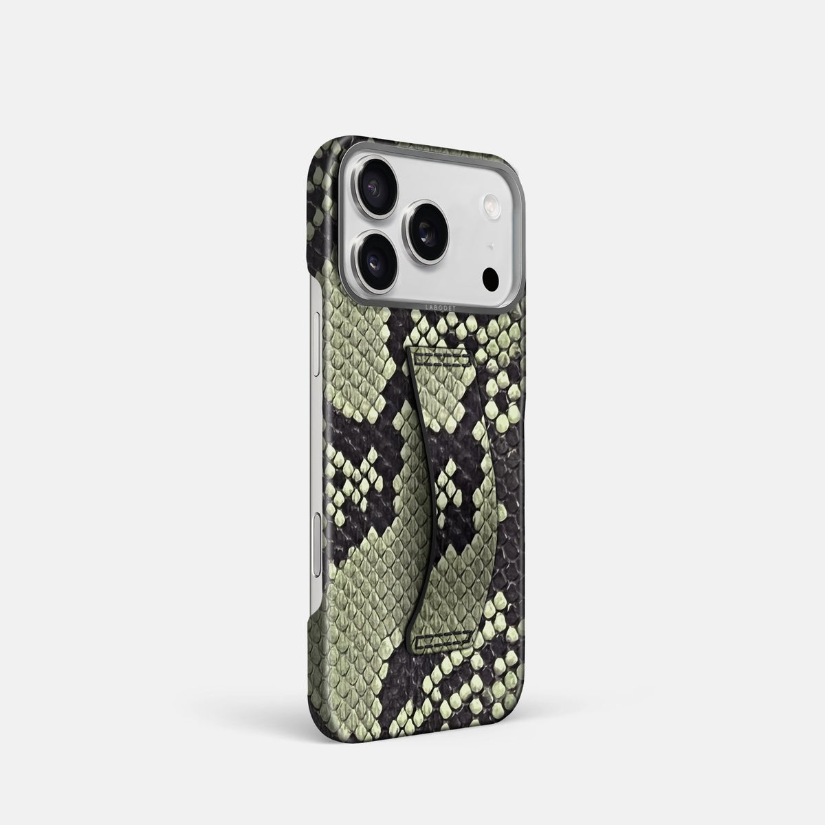 Finger Case For iPhone 18 Pro In Deluxe Python -2 | Army-Green-Steel