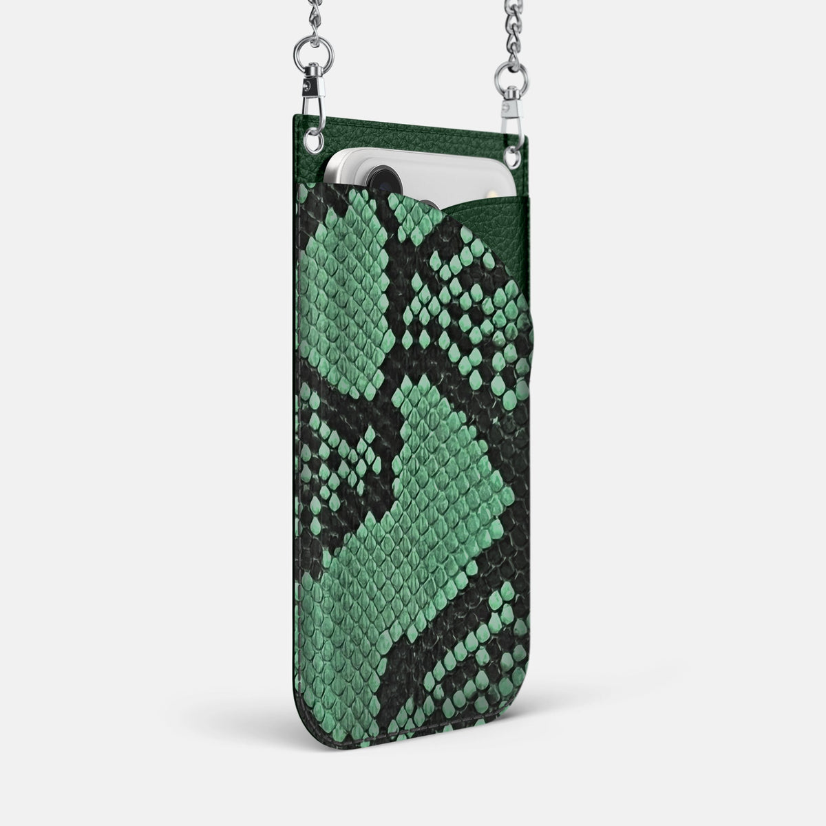 Crossbody Bag For iPhone 18 Pro Max In Deluxe Python -2 | Forest-Green-Steel