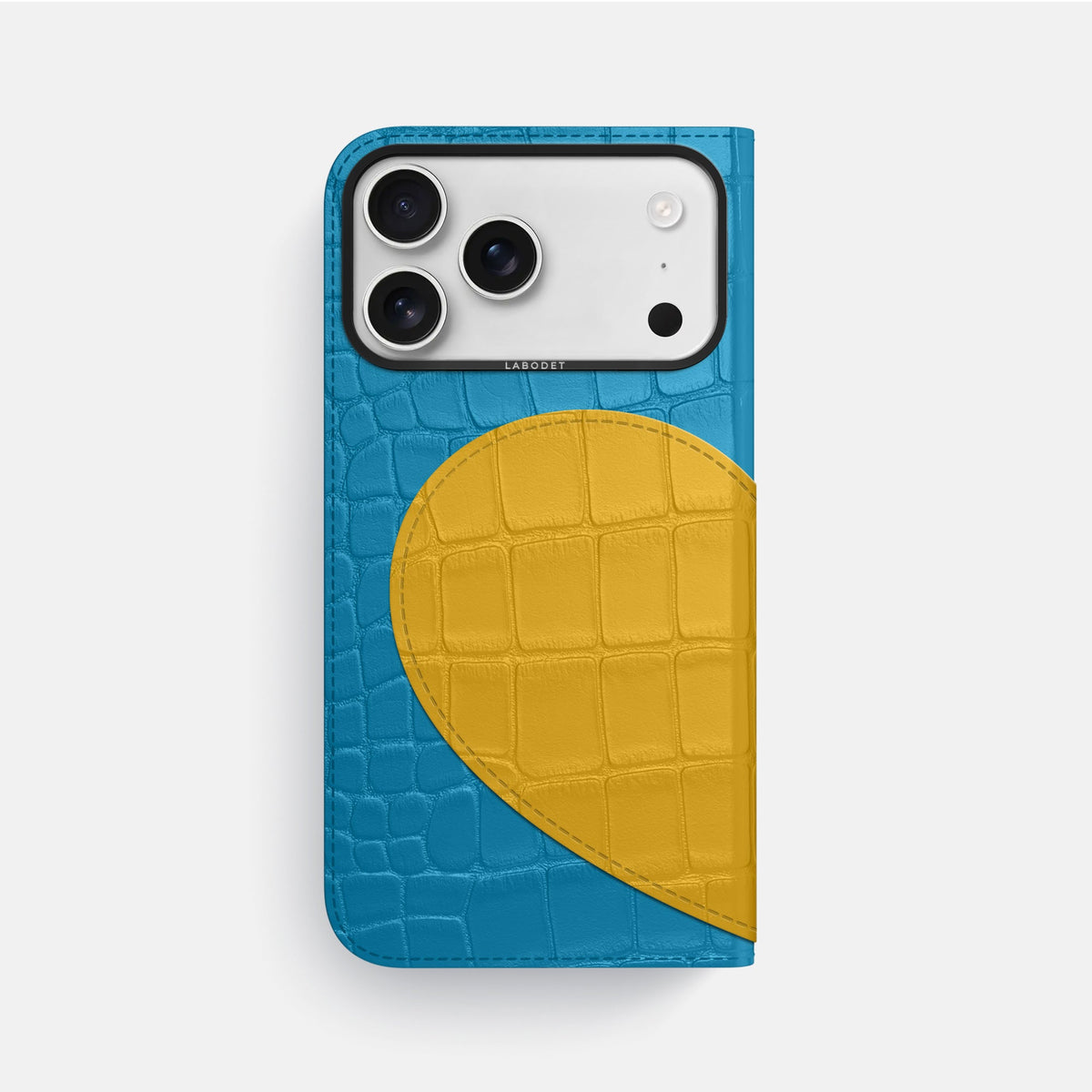Folio Case With Heart For iPhone 18 Pro Max In Alligator -3 | Curaçao-Blue-Black