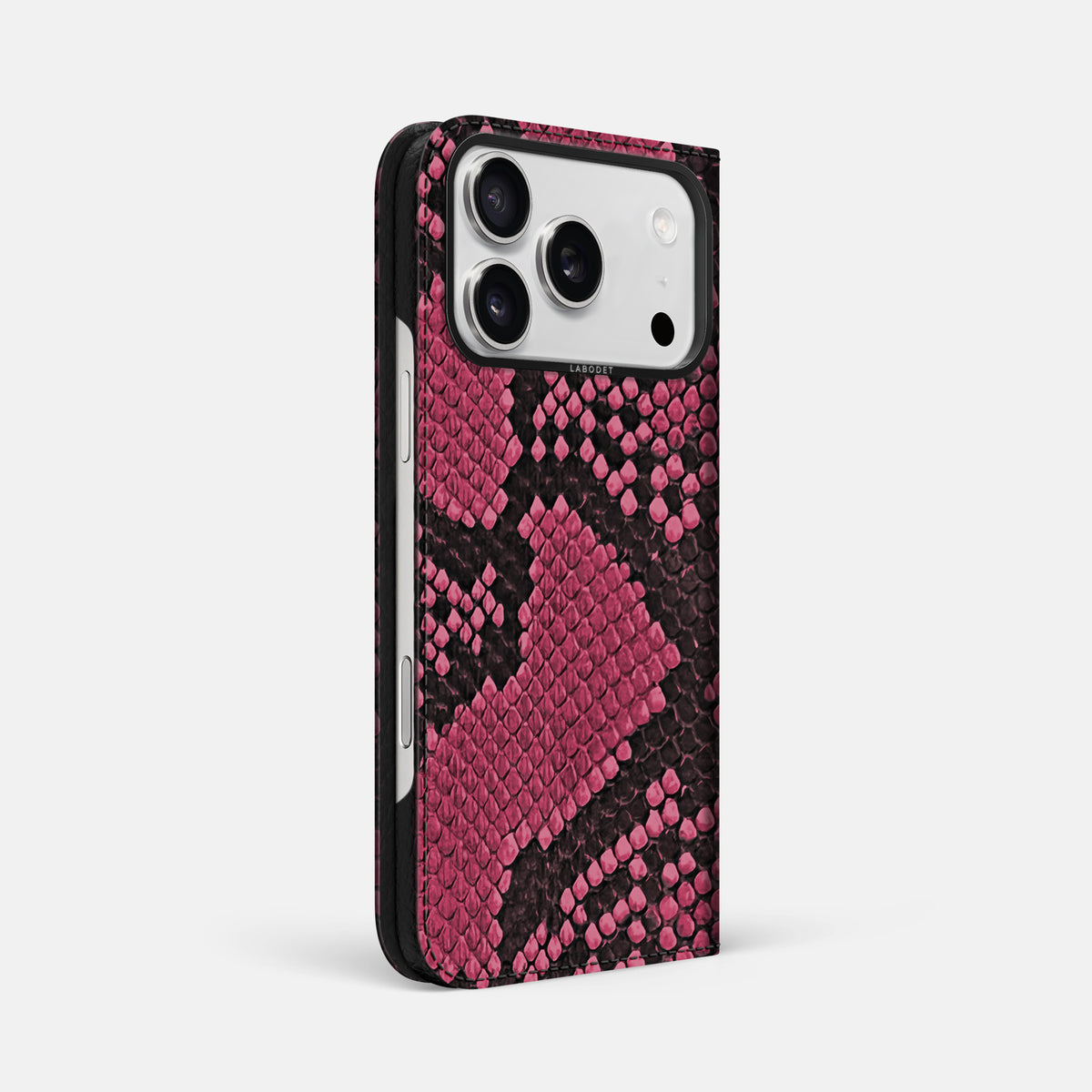 Folio Case For iPhone 17 Pro Max In Deluxe Python -1 | Burgundy-Black