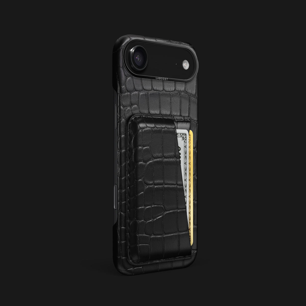 Double Card Case Edition Black For iPhone 17 Air In Alligator -2 | Edition-Black-Black