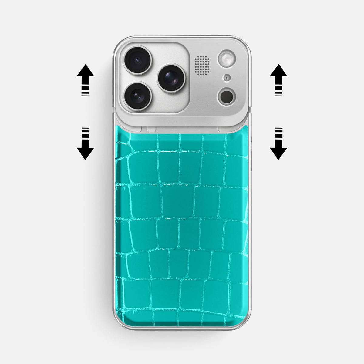 Metal Case For iPhone 17 Pro Max In Shiny Alligator -2 | Mint-Steel