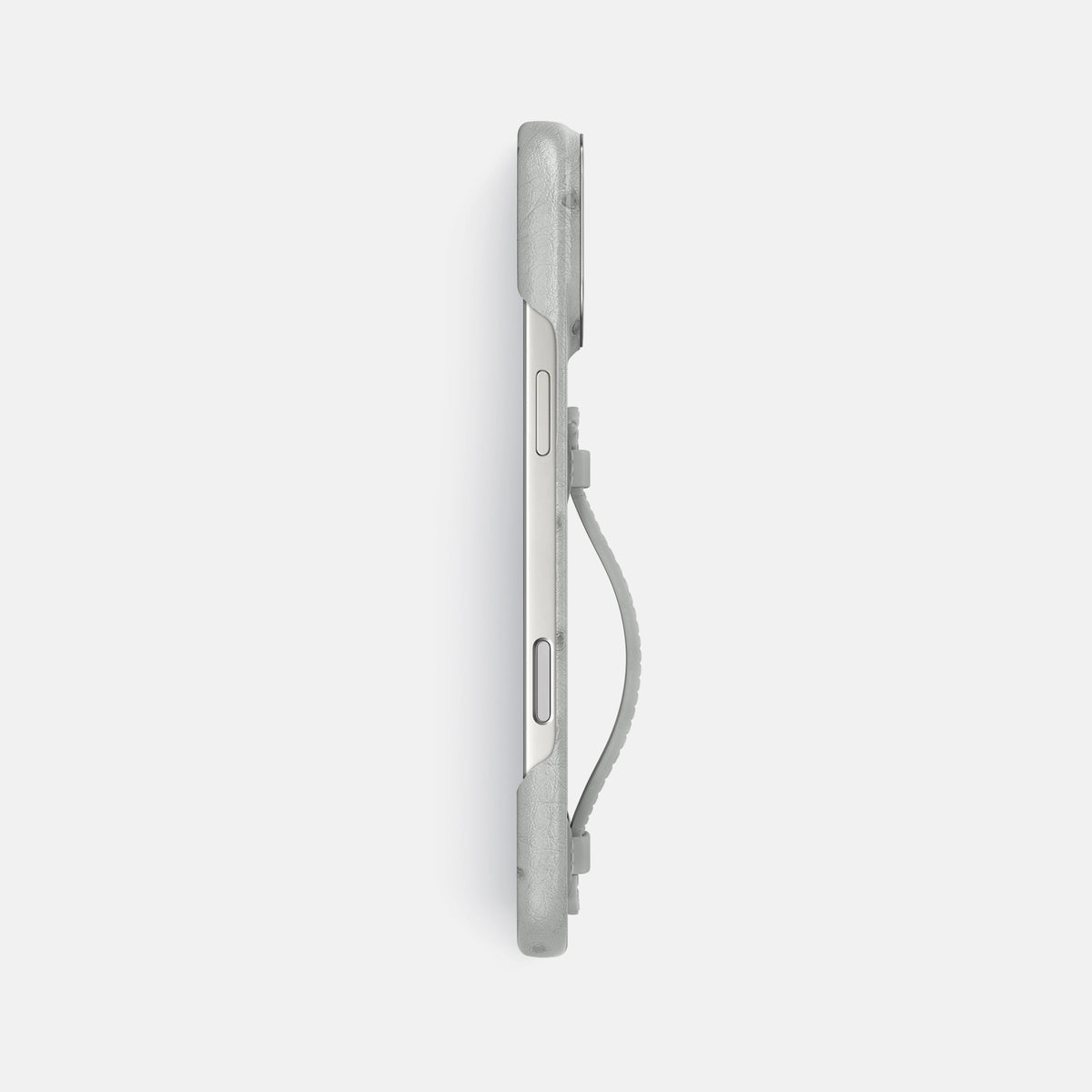 Center Handle For iPhone 17 Pro Max In Ostrich -2 | White-Steel