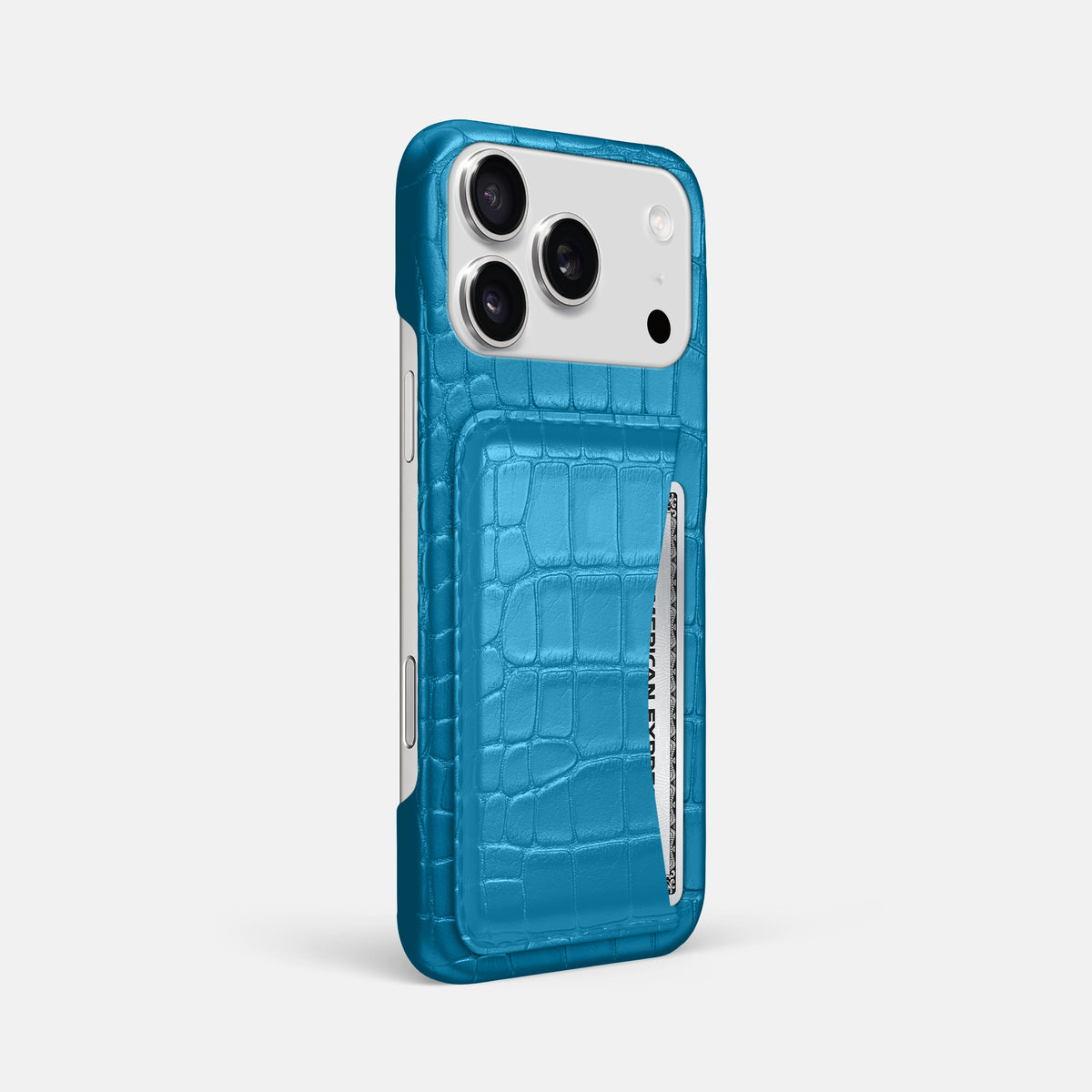 Slim Card Case For iPhone 17 Pro Max In Alligator -2 | Curaçao-Blue