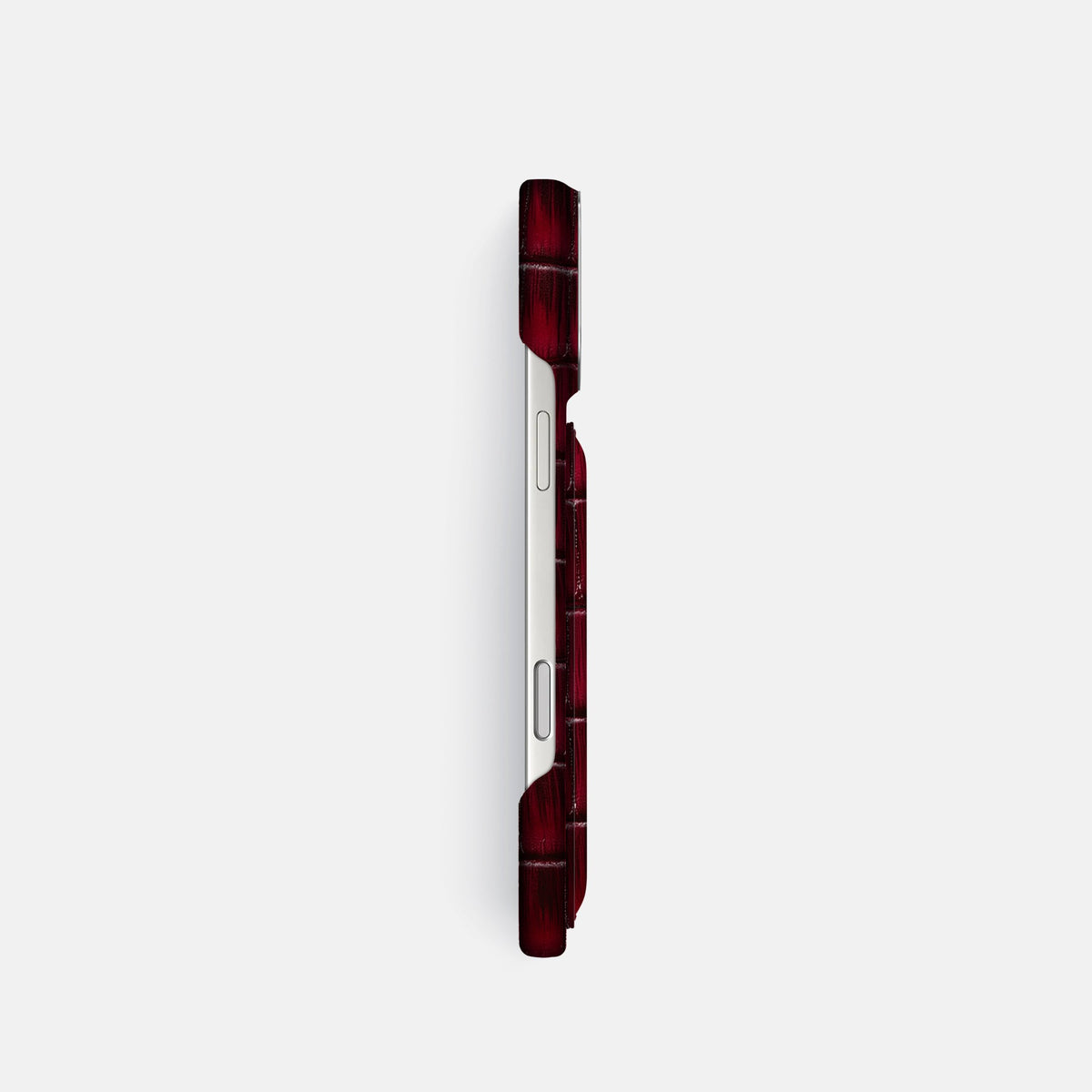 Double Card Case For iPhone 18 Pro In Patina Alligator -3 | Havana-Burgundy-Steel