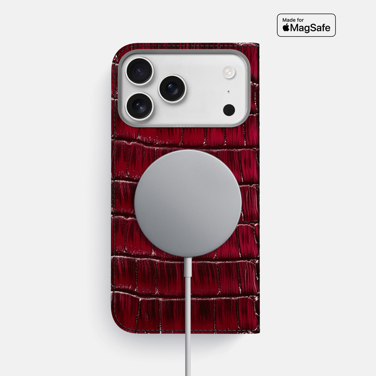 Folio Case For iPhone 18 Pro Max In Patina Alligator -3 | Havana-Burgundy-Steel