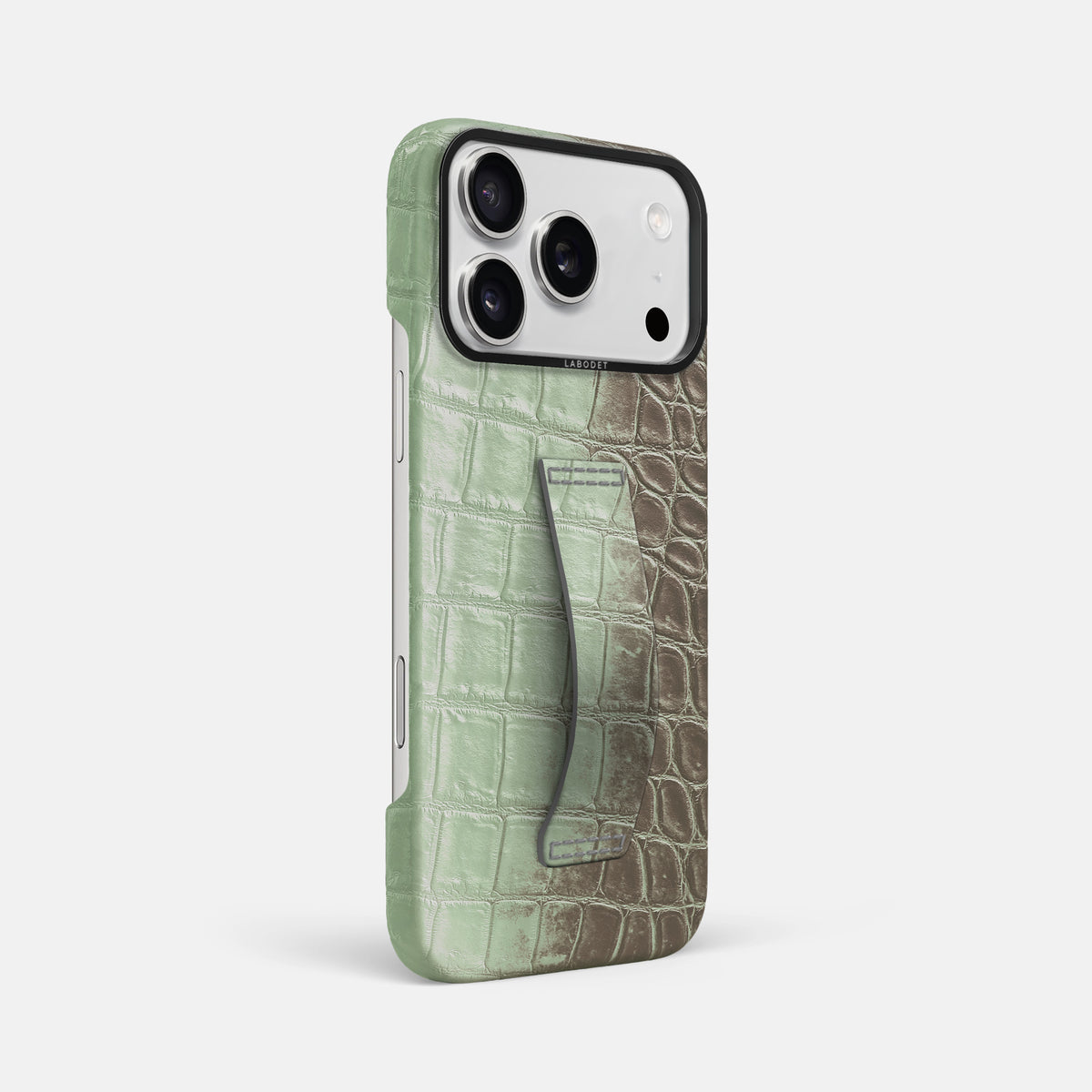 Finger Case For iPhone 17 Pro Max In Himalayan Crocodile -2 | Pistachio-Black