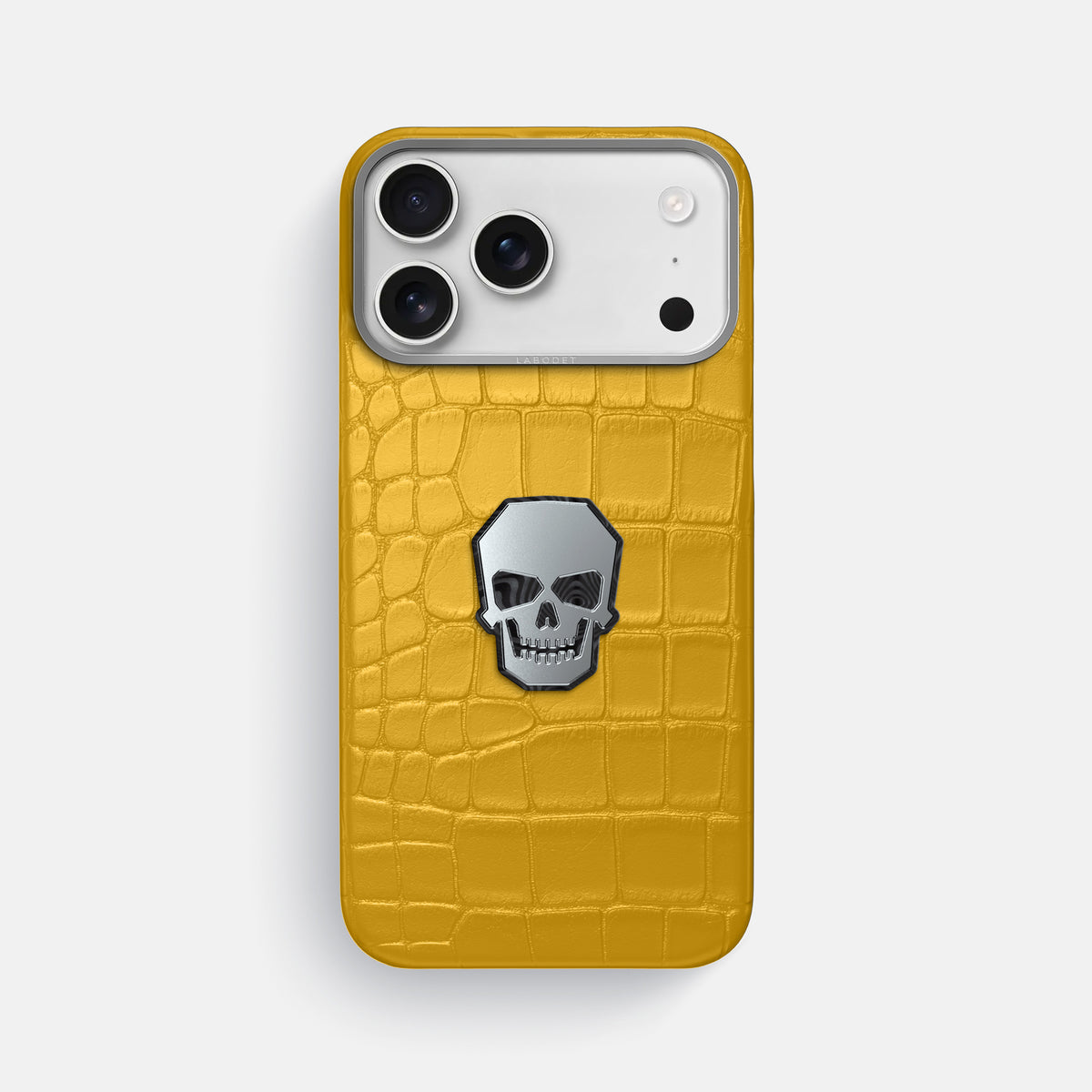 Classic Case With Titanium Skull For iPhone 17 Pro Max In Alligator -1 | Yellow-Steel
