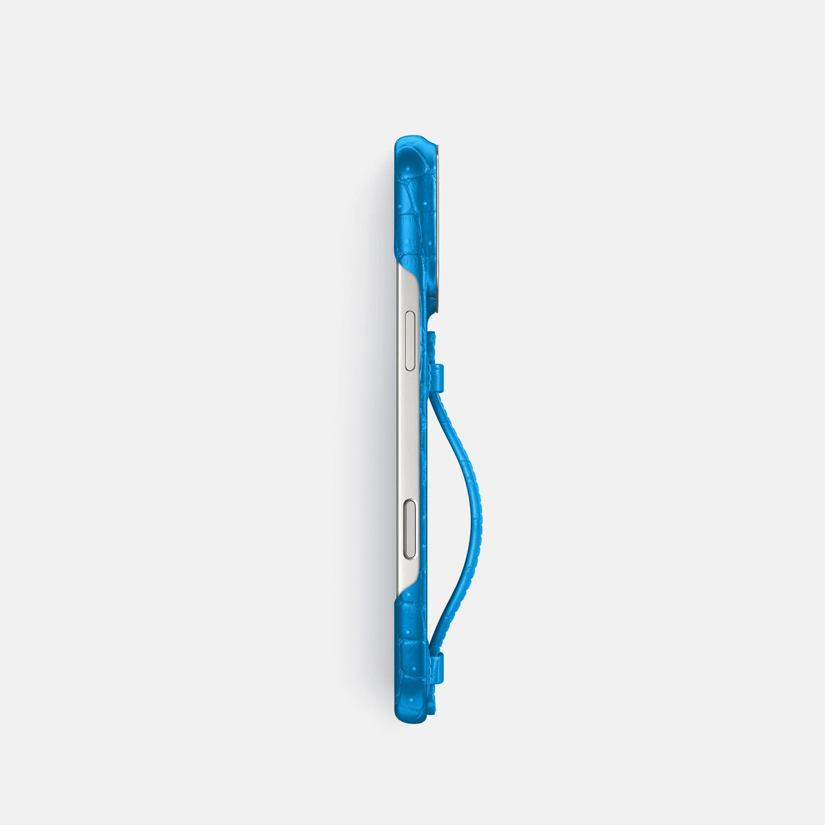 Center Handle For iPhone 18 Pro In Porosus Crocodile -2 | Blue-Lagoon-Steel