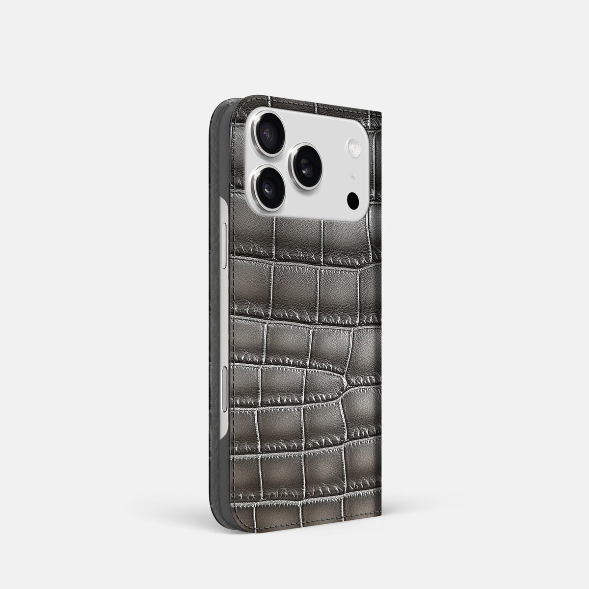 Folio Slim Case For iPhone 18 Pro In Patina Alligator -1 | Grey