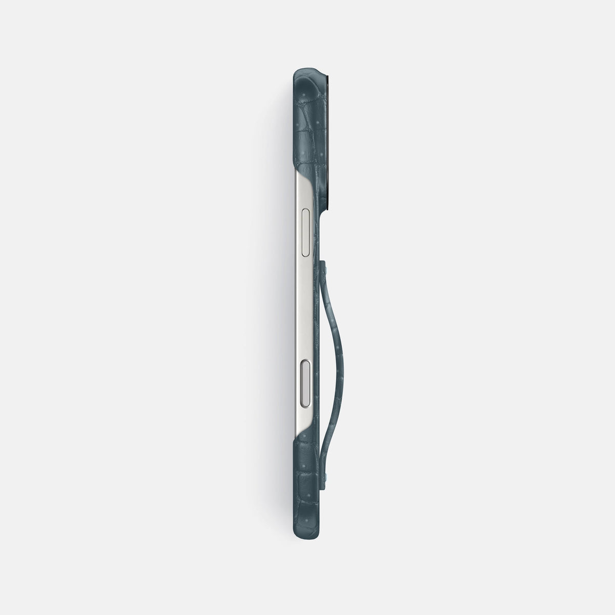 Finger Case For iPhone 18 Pro Max In Porosus Crocodile -3 | Denim-Black