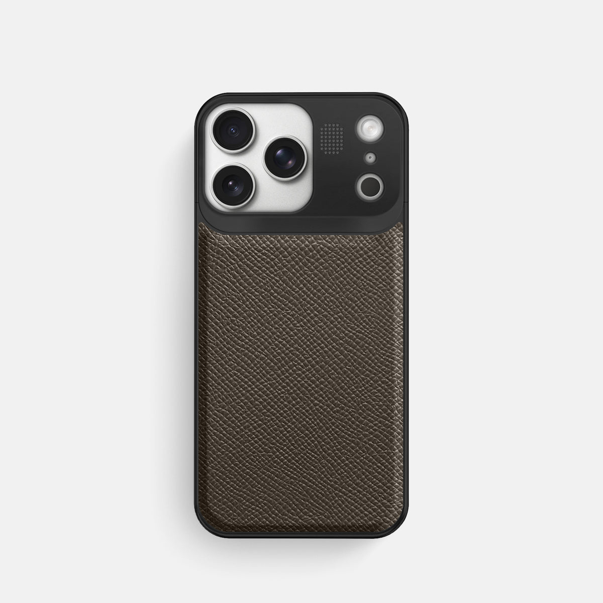Metal Case For iPhone 17 Pro In Epsom-Style Calf -1 | Taupe-Black