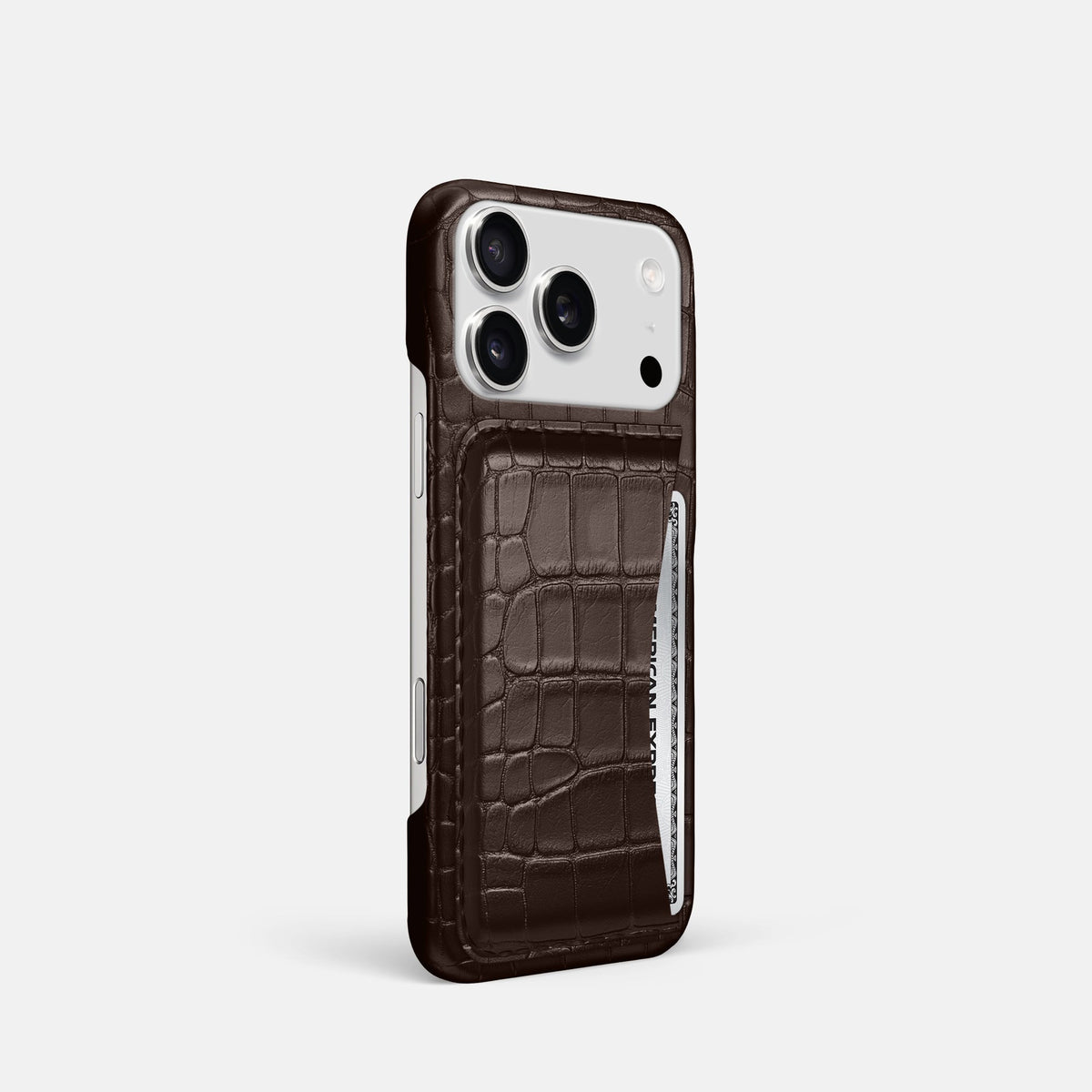 Slim Card Case For iPhone 18 Pro In Alligator -2 | Dark-Brown