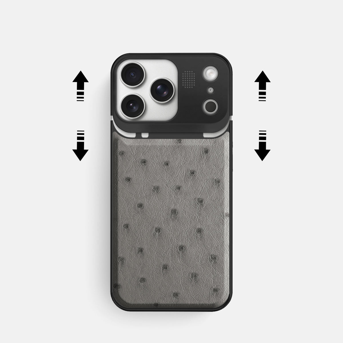 Metal Case For iPhone 17 Pro In Ostrich -2 | Grey-Black