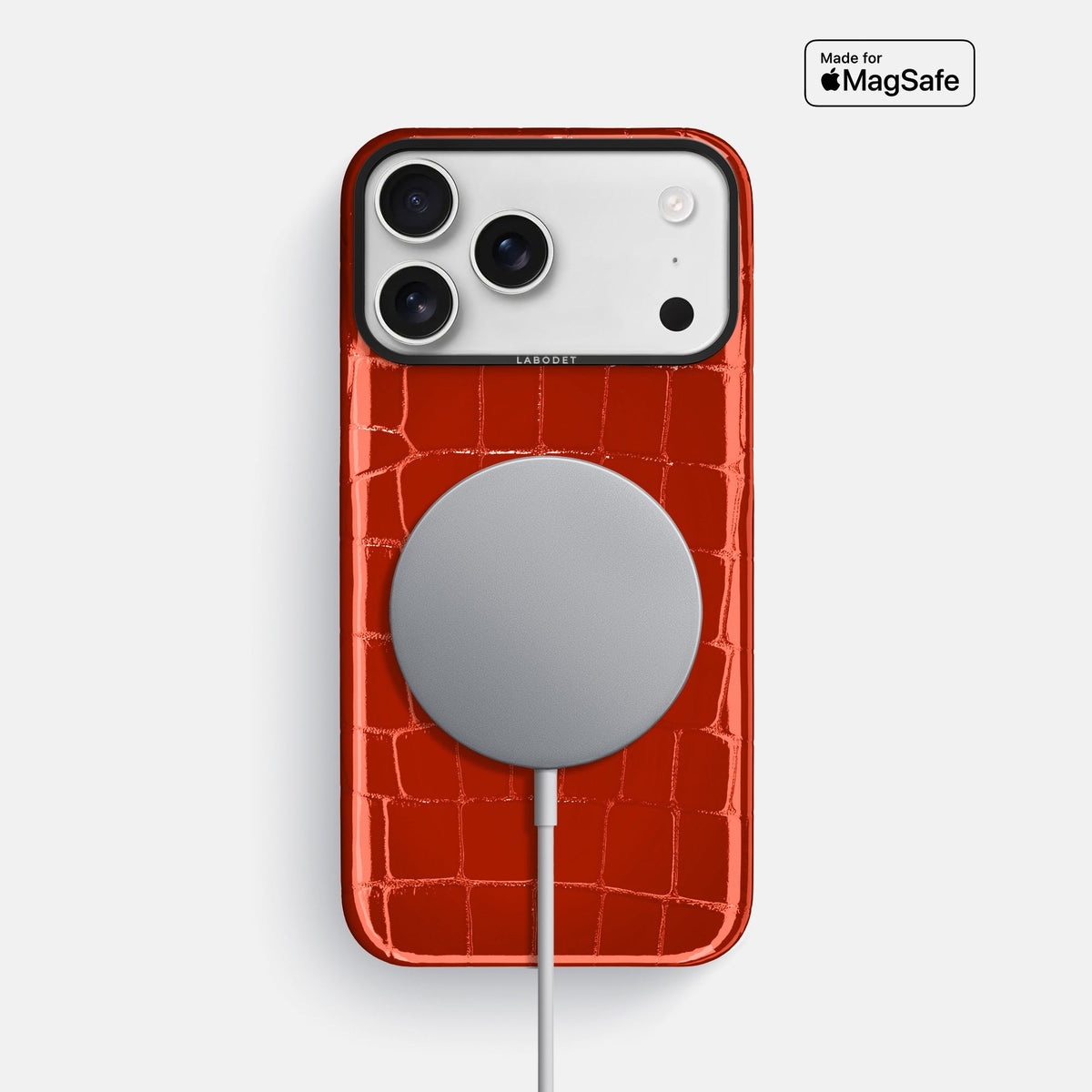 Classic Case For iPhone 18 Pro Max In Shiny Alligator -5 | Orange-Black
