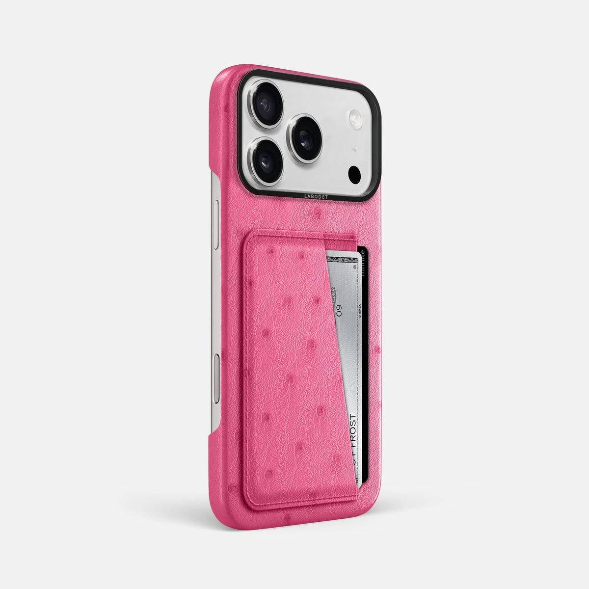 Double Card Case For iPhone 18 Pro Max In Ostrich -2 | Pink-Black