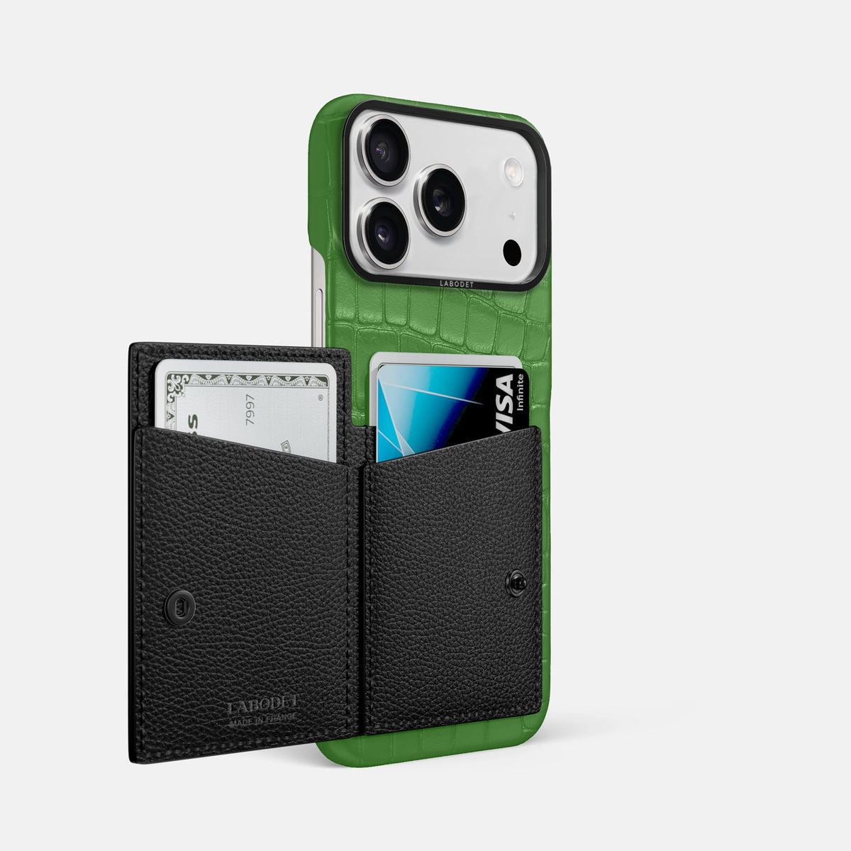 Bi-Fold Case For iPhone 17 Pro Max In Alligator -2 | Apple-Green-Black
