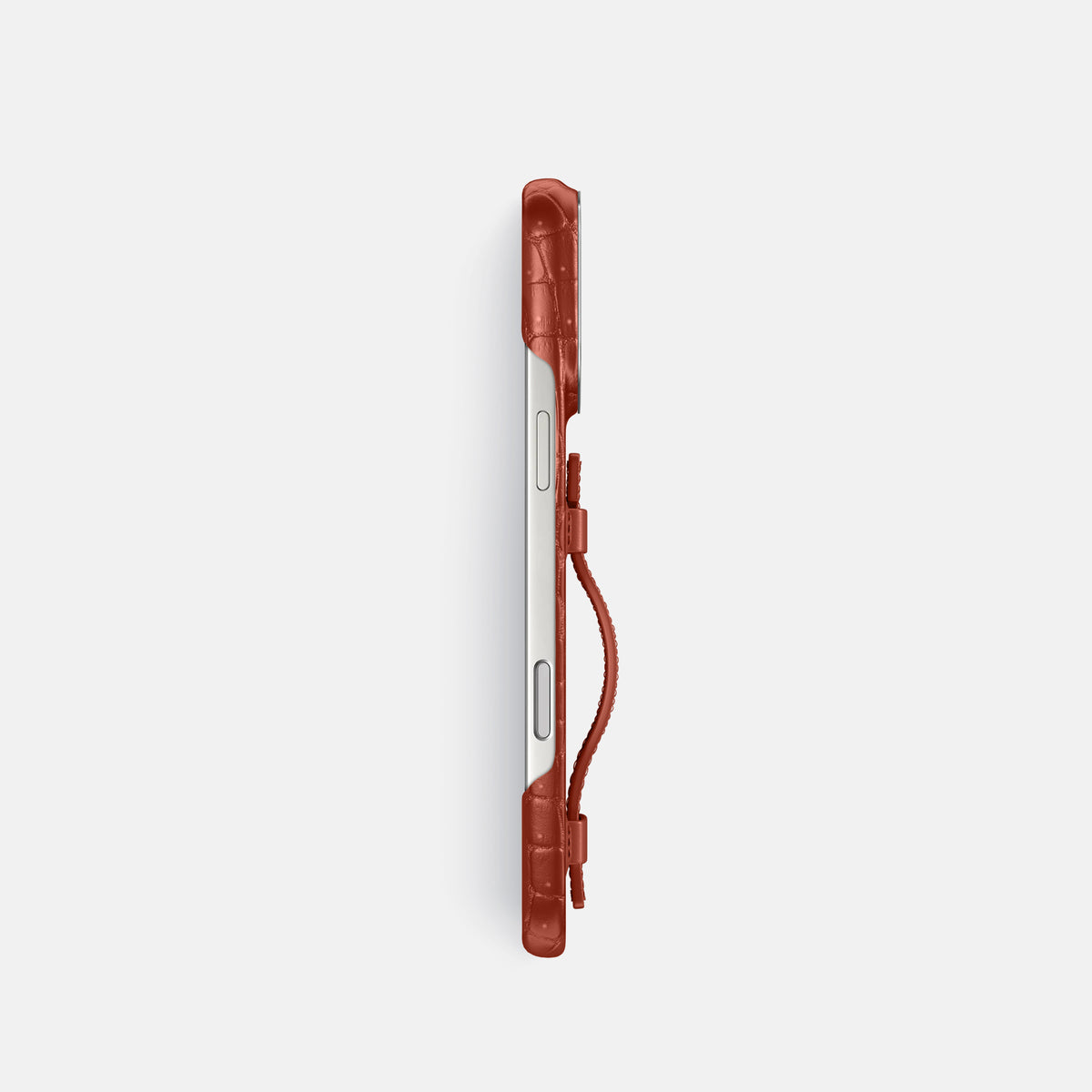 Handle Case For iPhone 17 Pro In Porosus Crocodile -3 | Mahogany-Brown-Steel