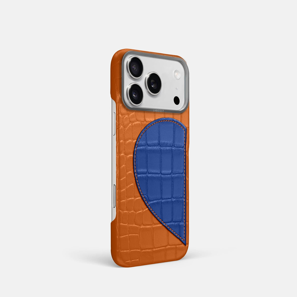 Classic Case With Half Heart - Left For iPhone 18 Pro In Alligator -2 | Orange-Steel