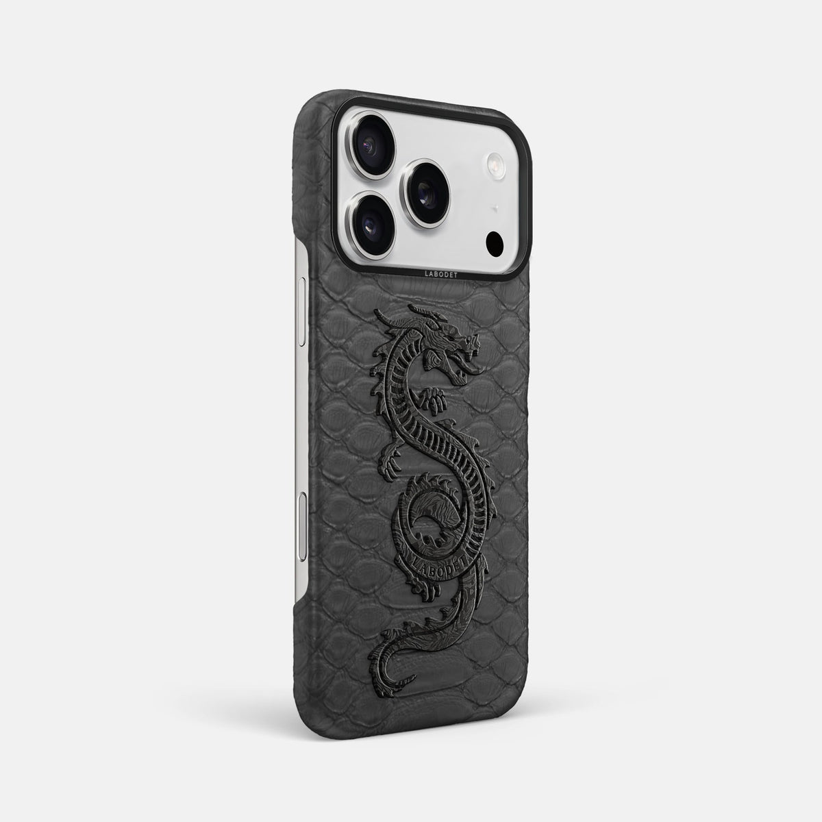Classic Case With Carbon Dragon For iPhone 18 Pro Max In Python -2 | Grey-Black